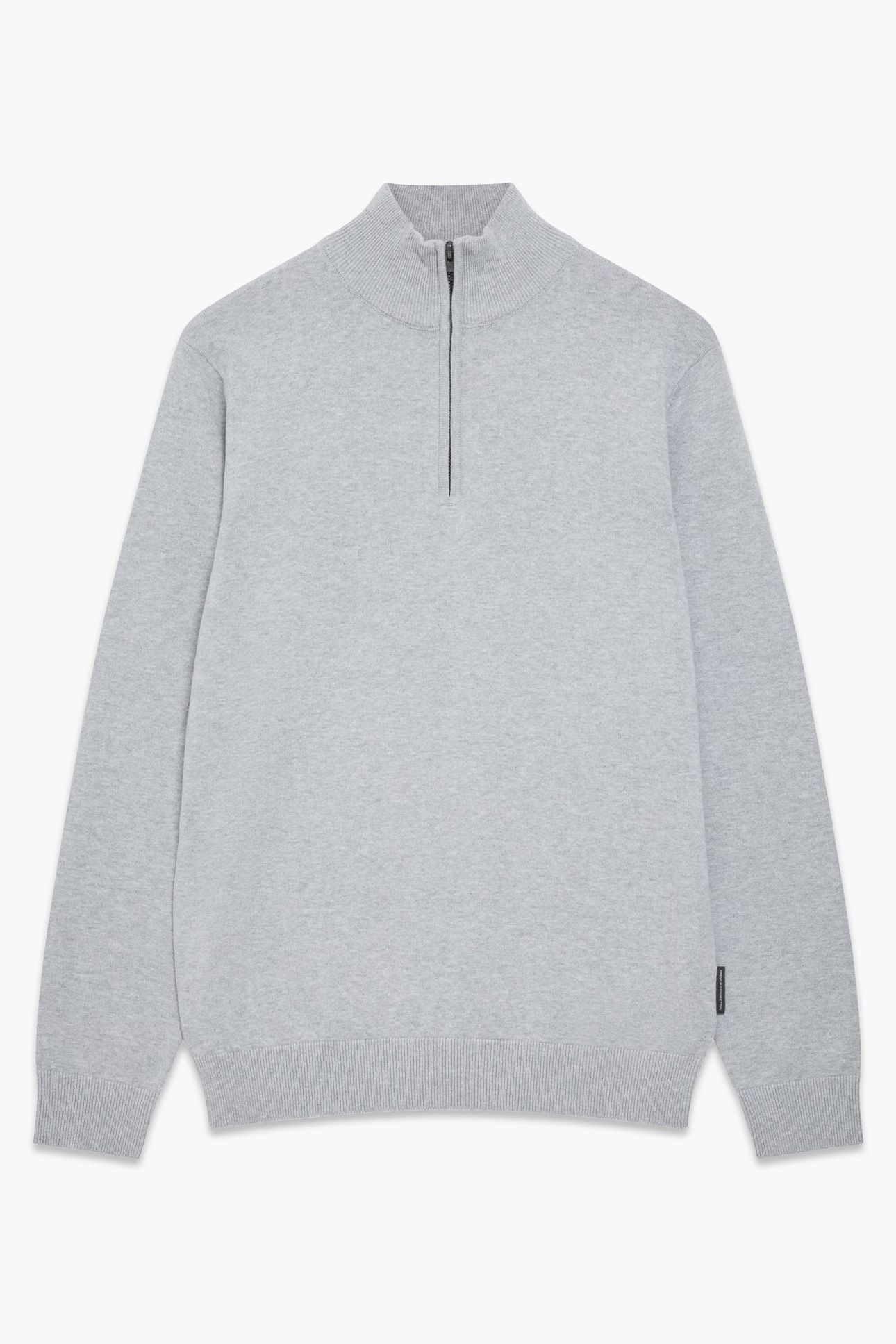 1/2 ZIP COTTON LGT GREY MEL 1