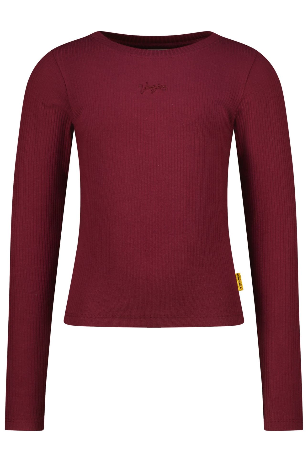 GIRLS BASIC RIB TOP T-SHIRT BURGUNDY RED 1