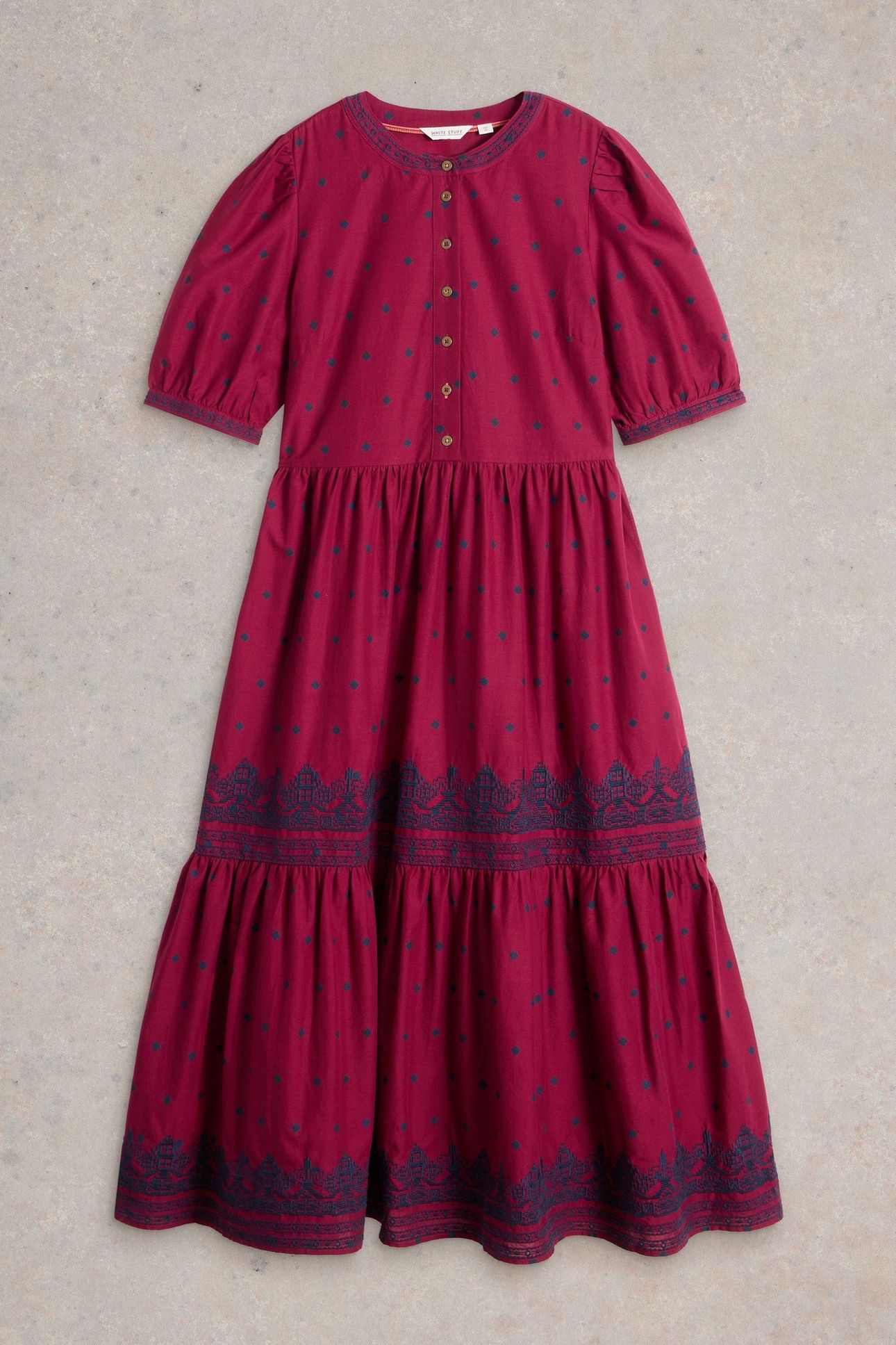 POLLY EMBROIDERED DRESS RED MULTI 4