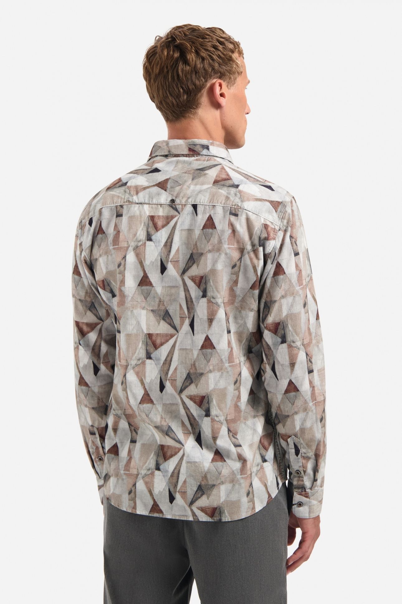 SHIRT ALLOVER PRINTED FINE CORDUROY TAUPE 4