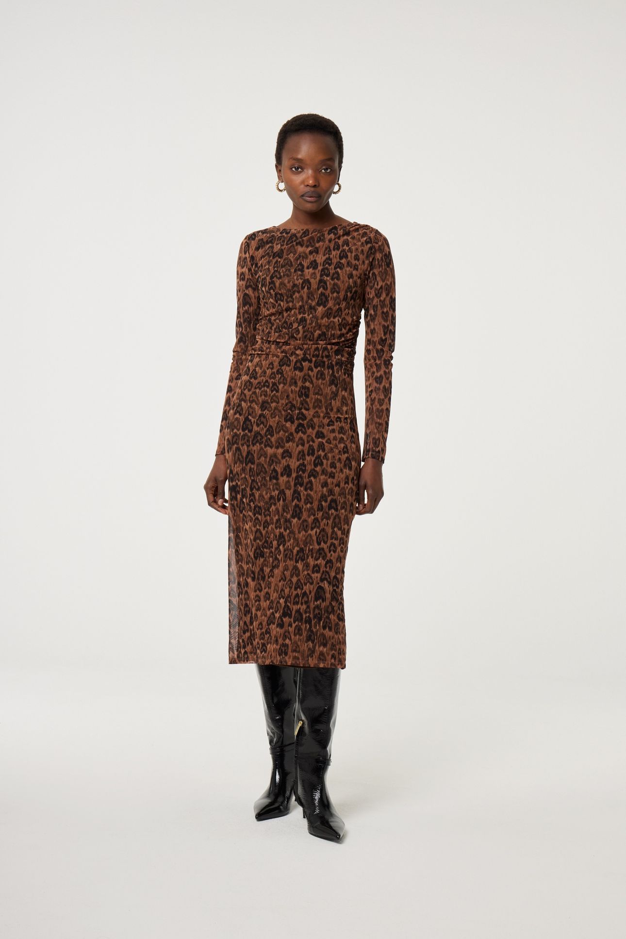 ASHLEY DRESS BURNT SUGAR/BLACK 1
