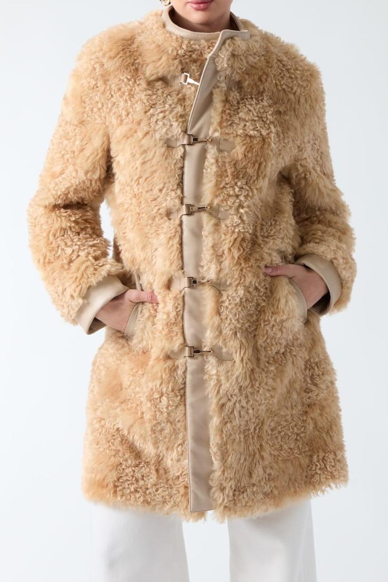 RACHEL FAUX FUR MIDI SAND GRAIN MULTI 3