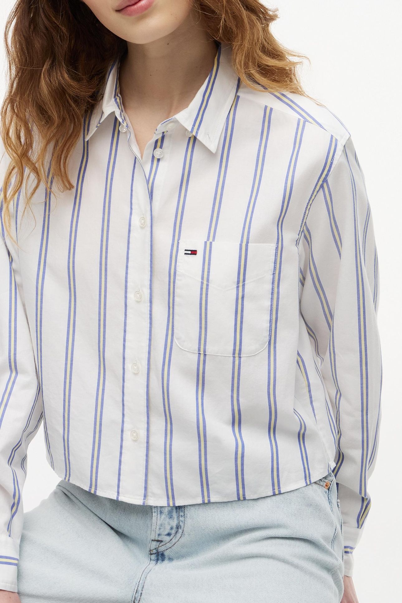 RELAXED CROP SHIRT ECRU/MULTI STRIPE 5