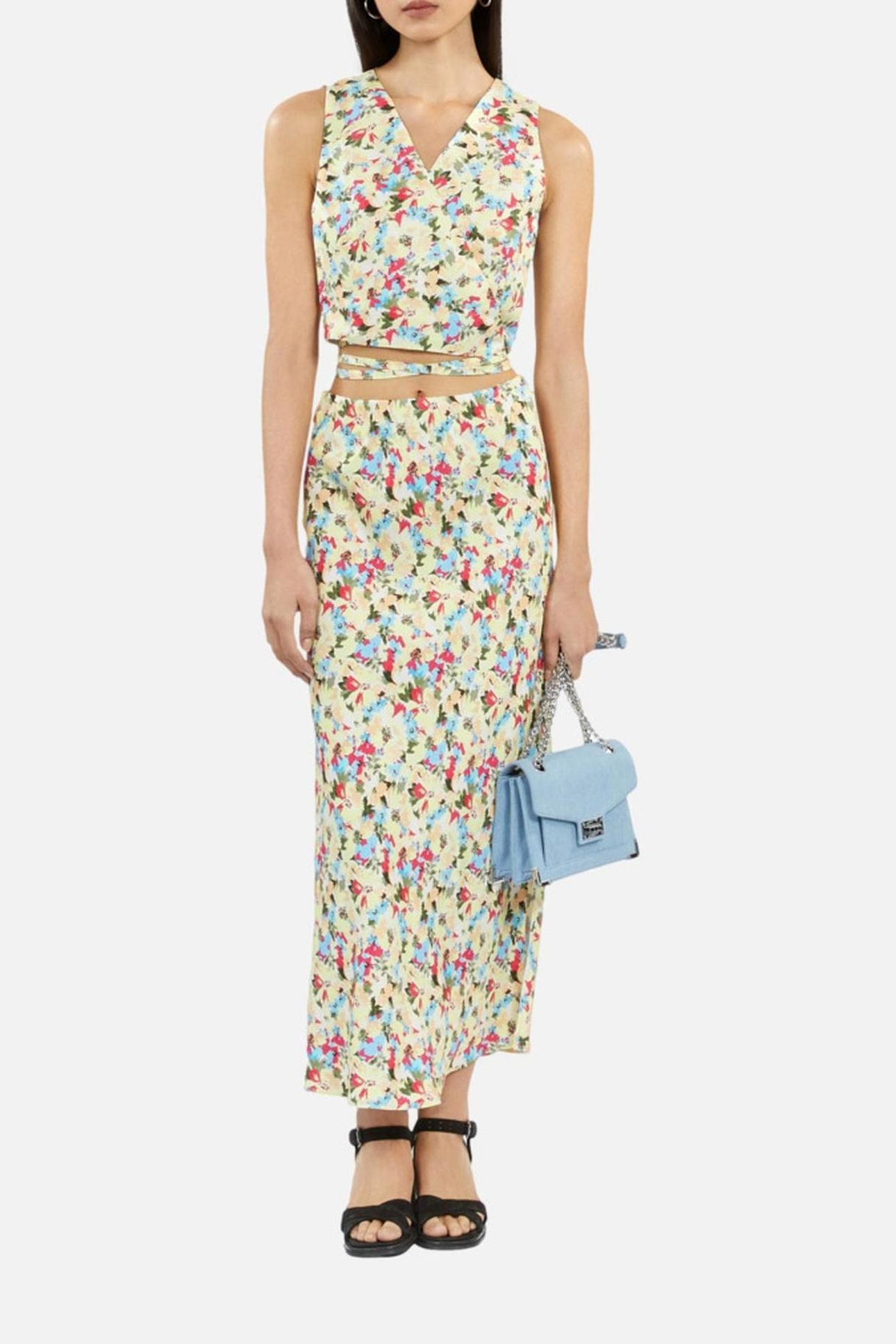 SLEEVELESS WRAP TOP WITH TIES YELLOW 2