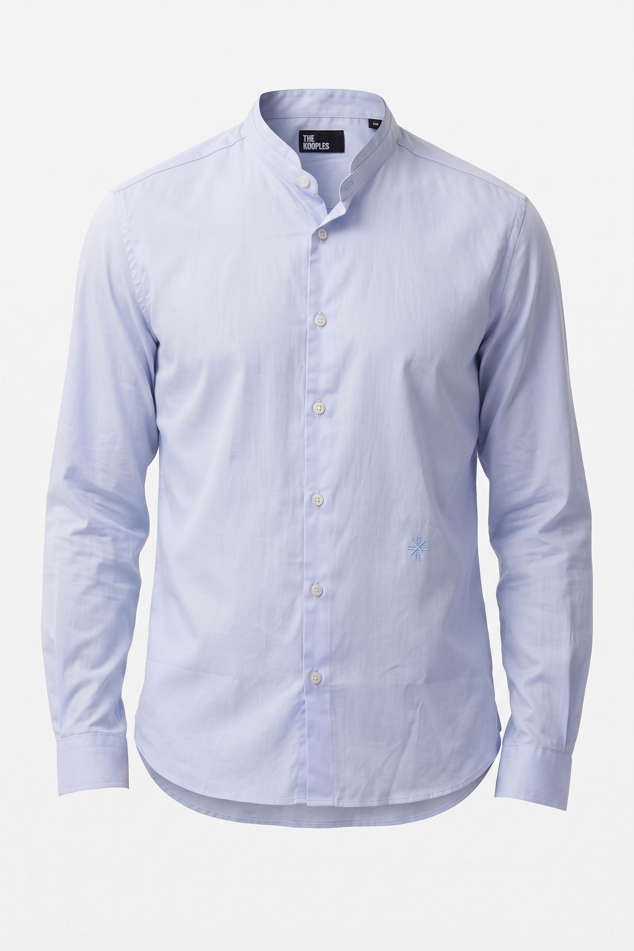 PLAIN COTTON TWILL SHIRT WITH A MANDARIN COLLAR LIGHT BLUE 3