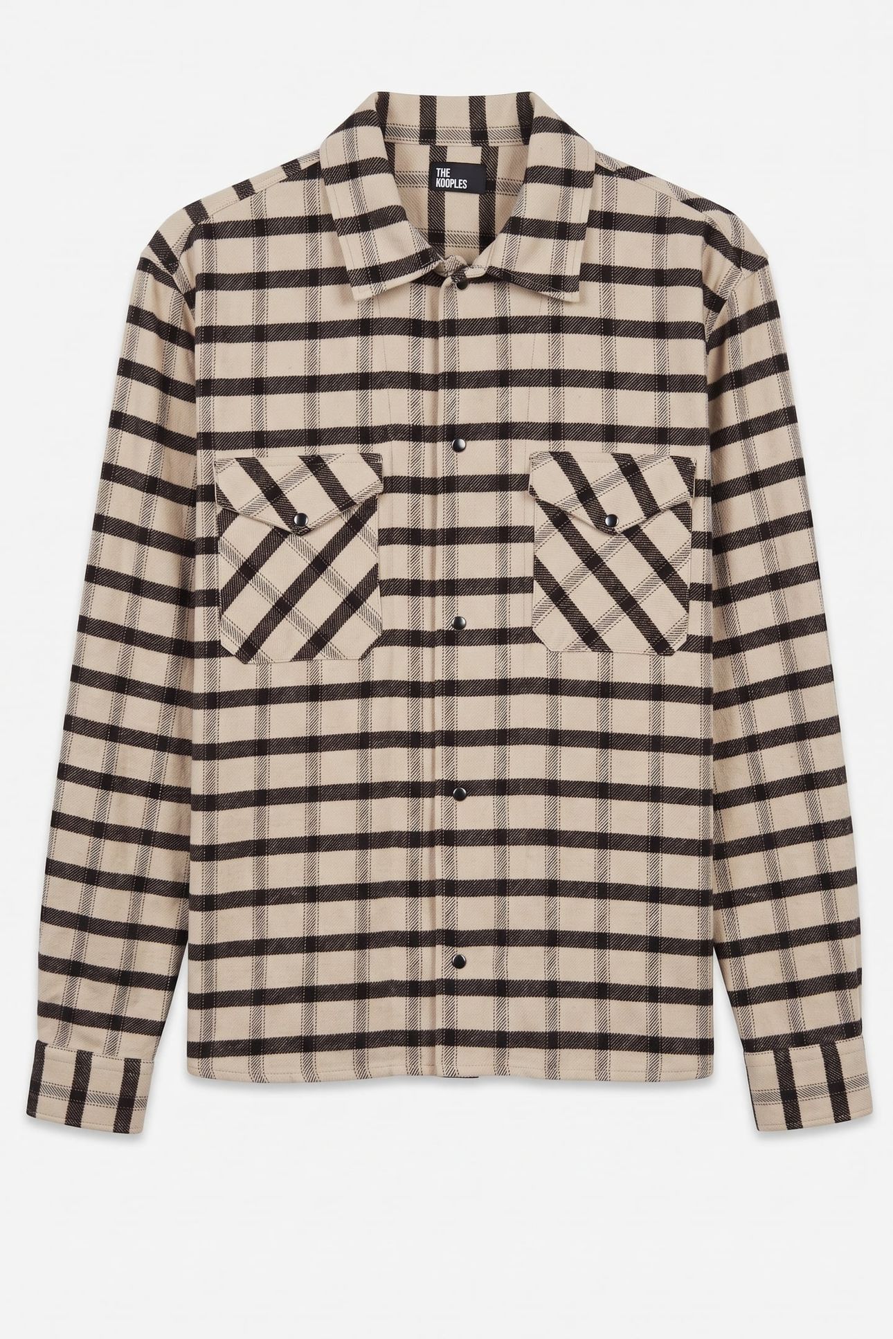 LONG-SLEEVED CHECKED SHIRT BLACK BEIGE 3
