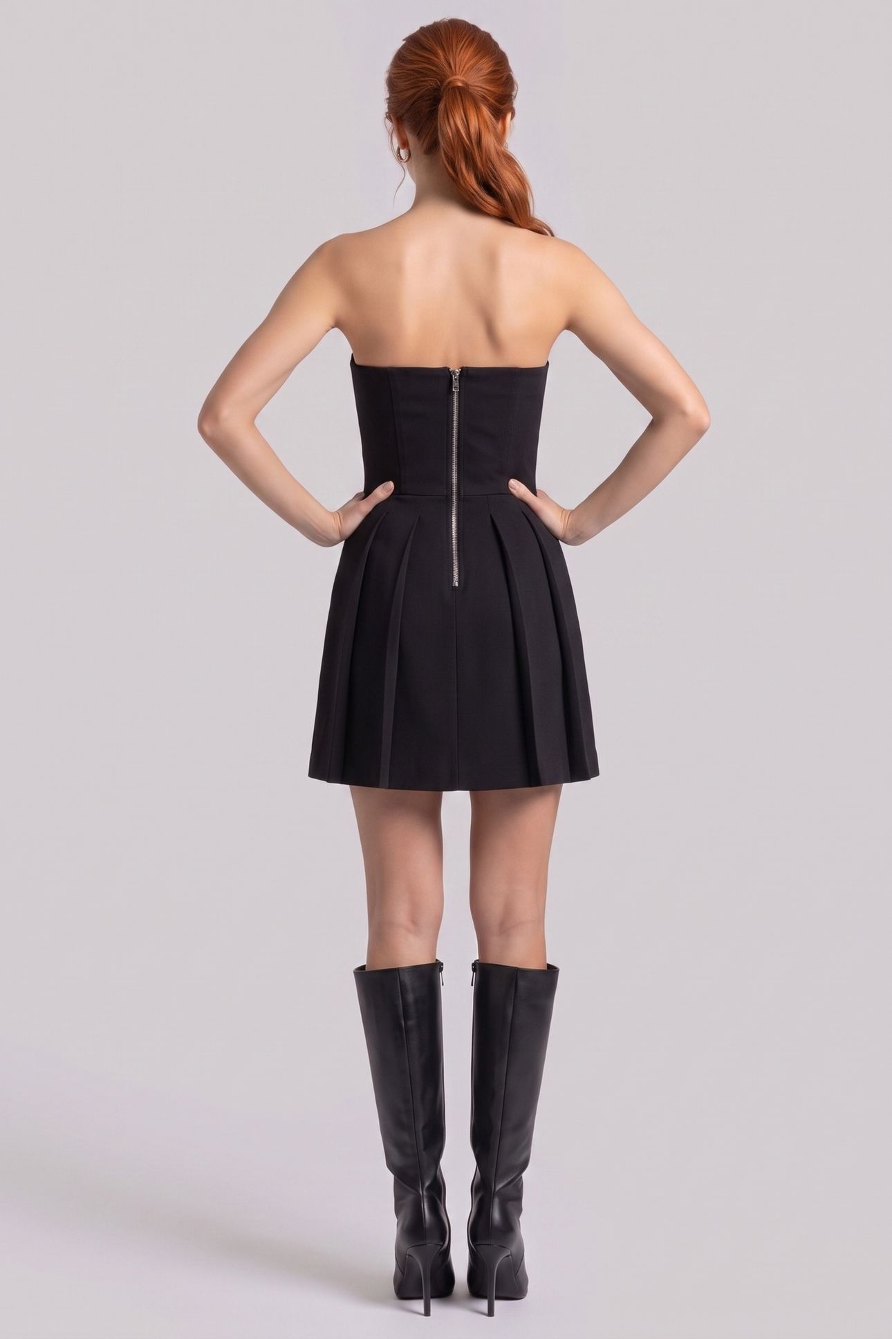 BUSTIER ROBE DETAIL CUR BLACK 2