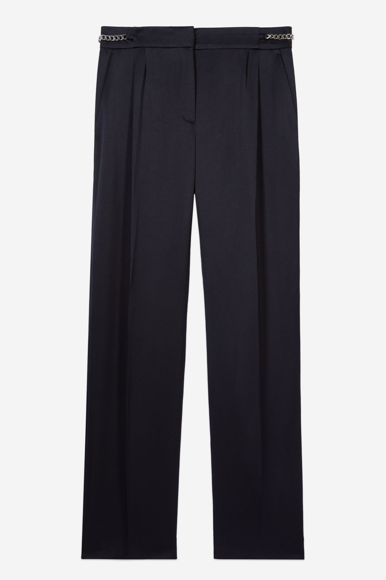 FLUID PLEATED TROUSERS WITH CHAIN NAVY 4