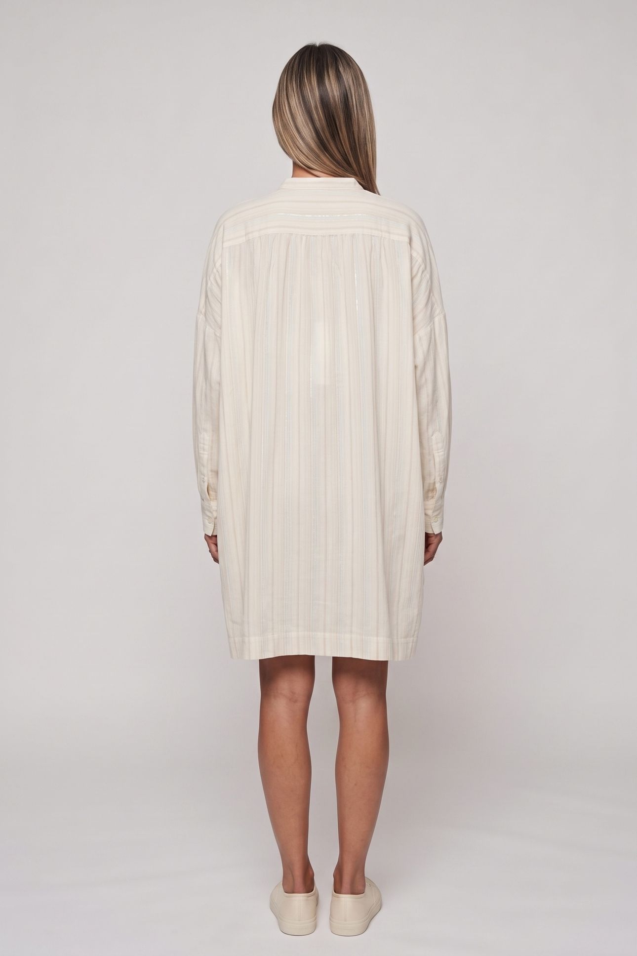 FONDANT LUREX SHIRT DRESS WHITE 2