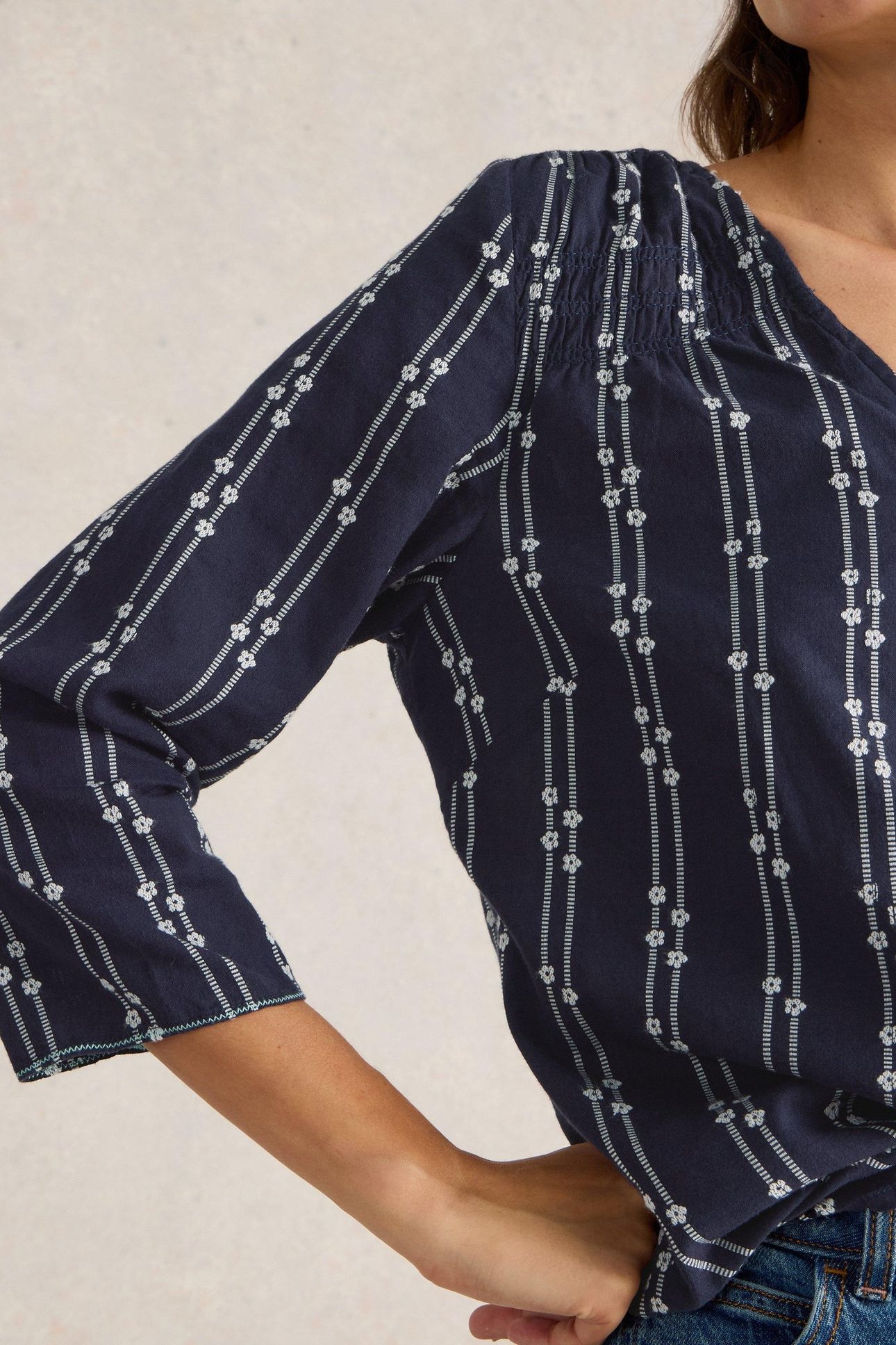 RAE ORGANIC COTTON TOP NAVY MULTI 5
