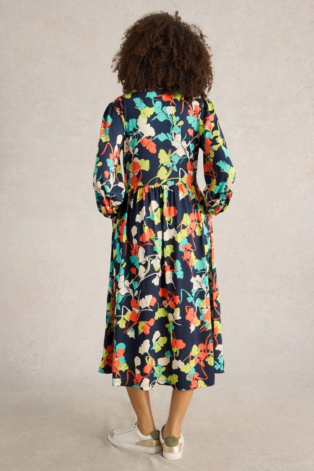 LEAH JERSEY DRESS NAVY MULTI 2