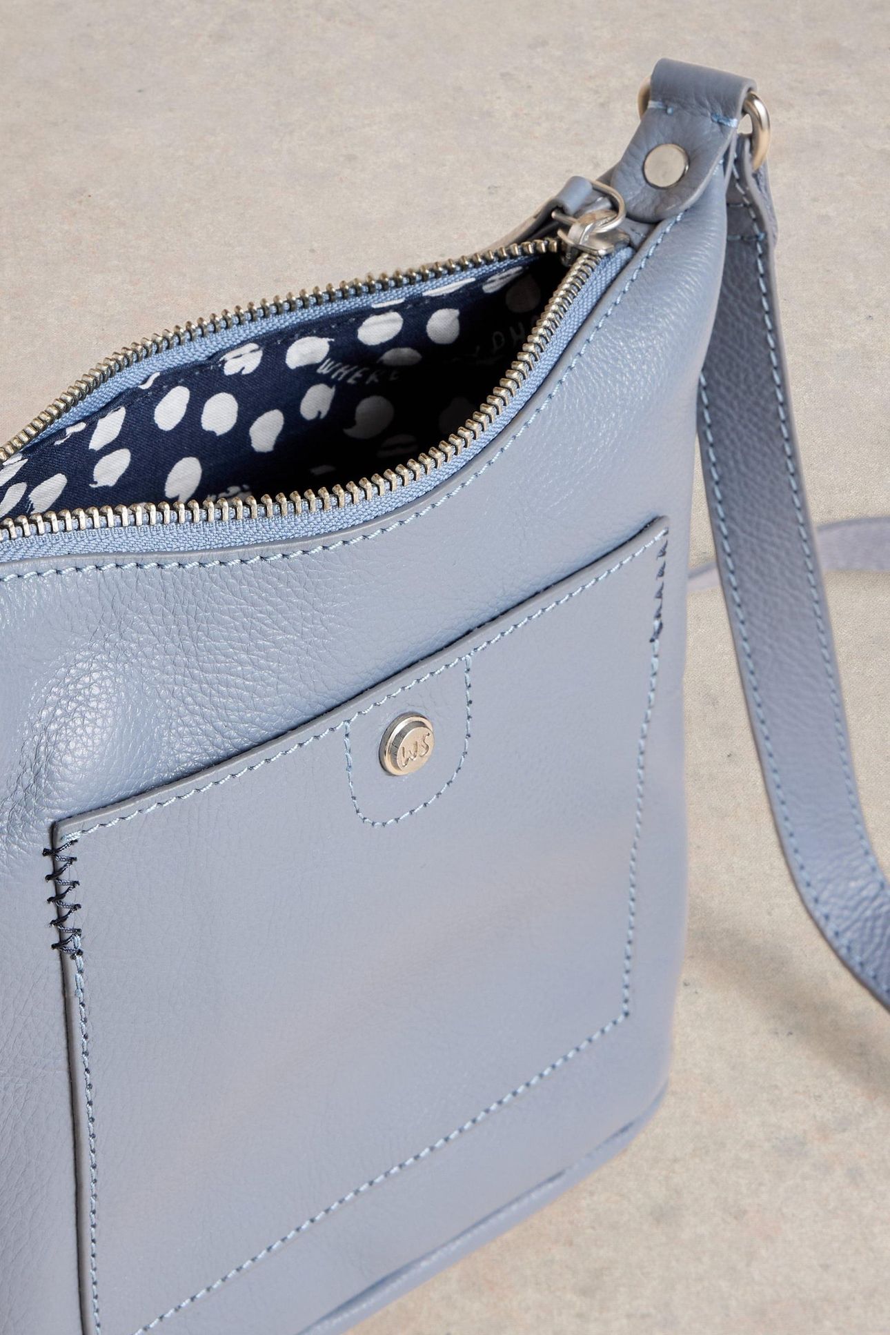 MINI FERN LEATHER CROSSBODY DUSTY BLUE 5