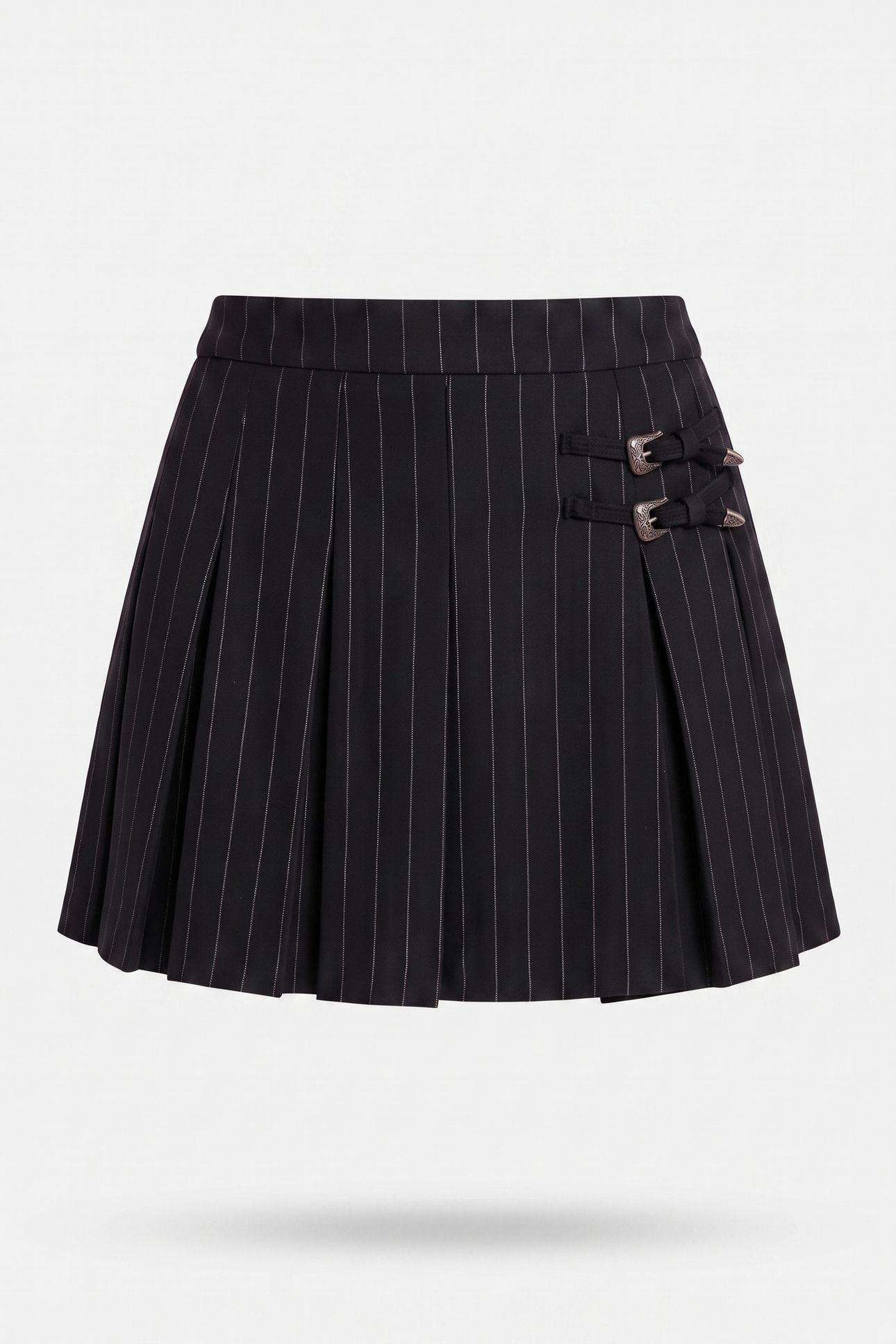 WESTERN PLEATED SKIRT WITH BOLTS BLACK 3