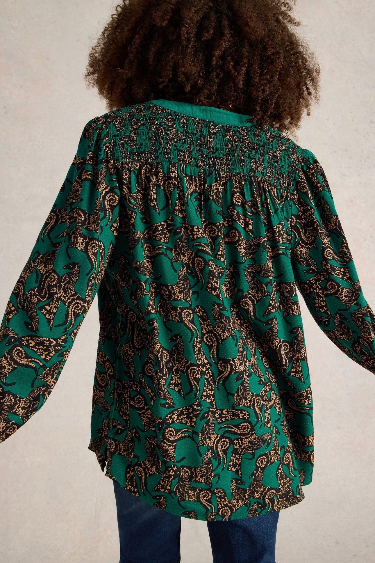 BAY PRINT LONGLINE TOP TEAL PRINT 3