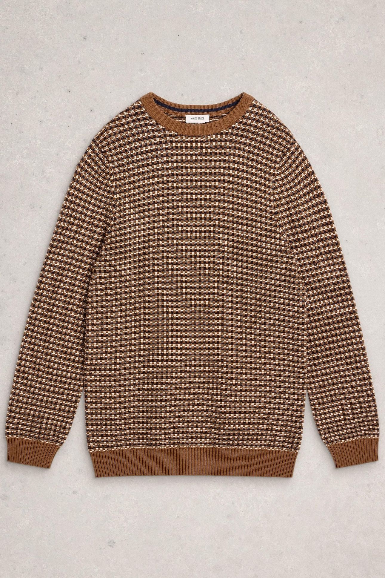 TUCK STITCH CREW TAN MULTI 1