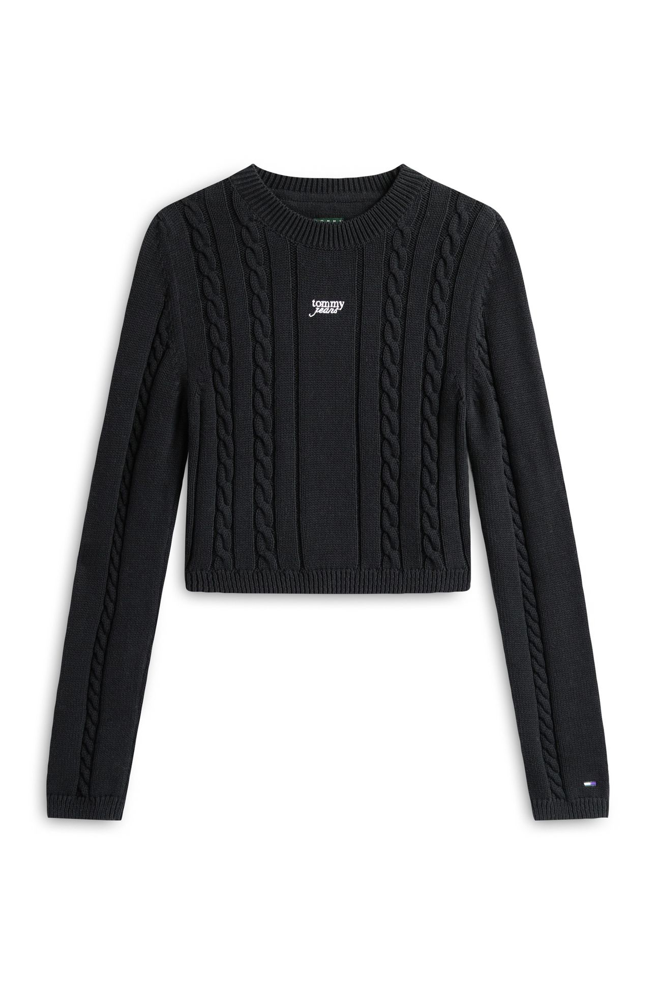 CABLE SCRIPT SWEATER BLACK 4