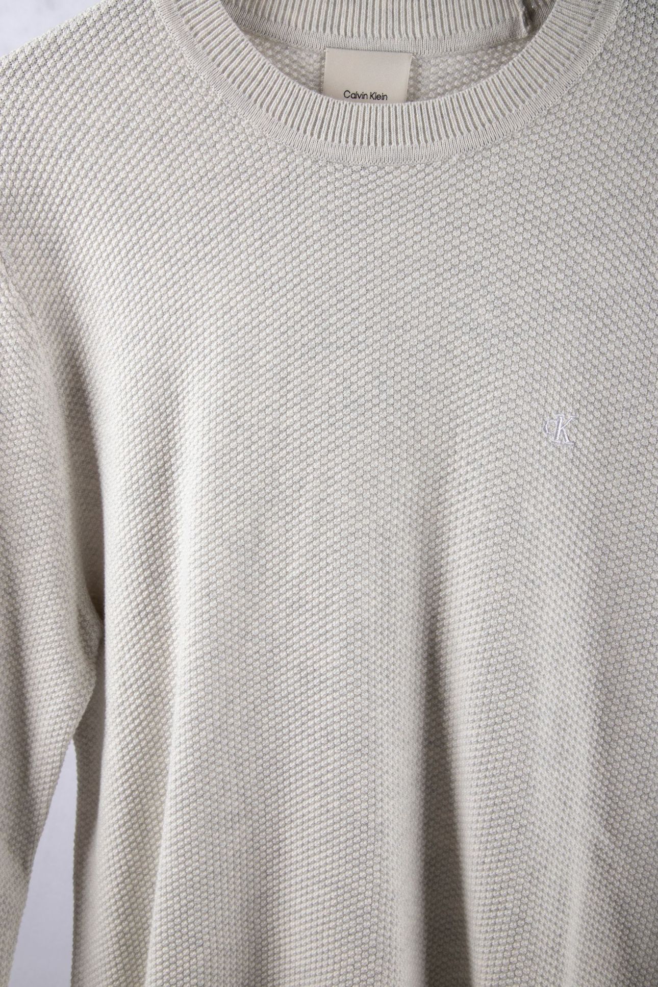 LS TEXTURED COTTON SWEATER SNOW HEATHER 4