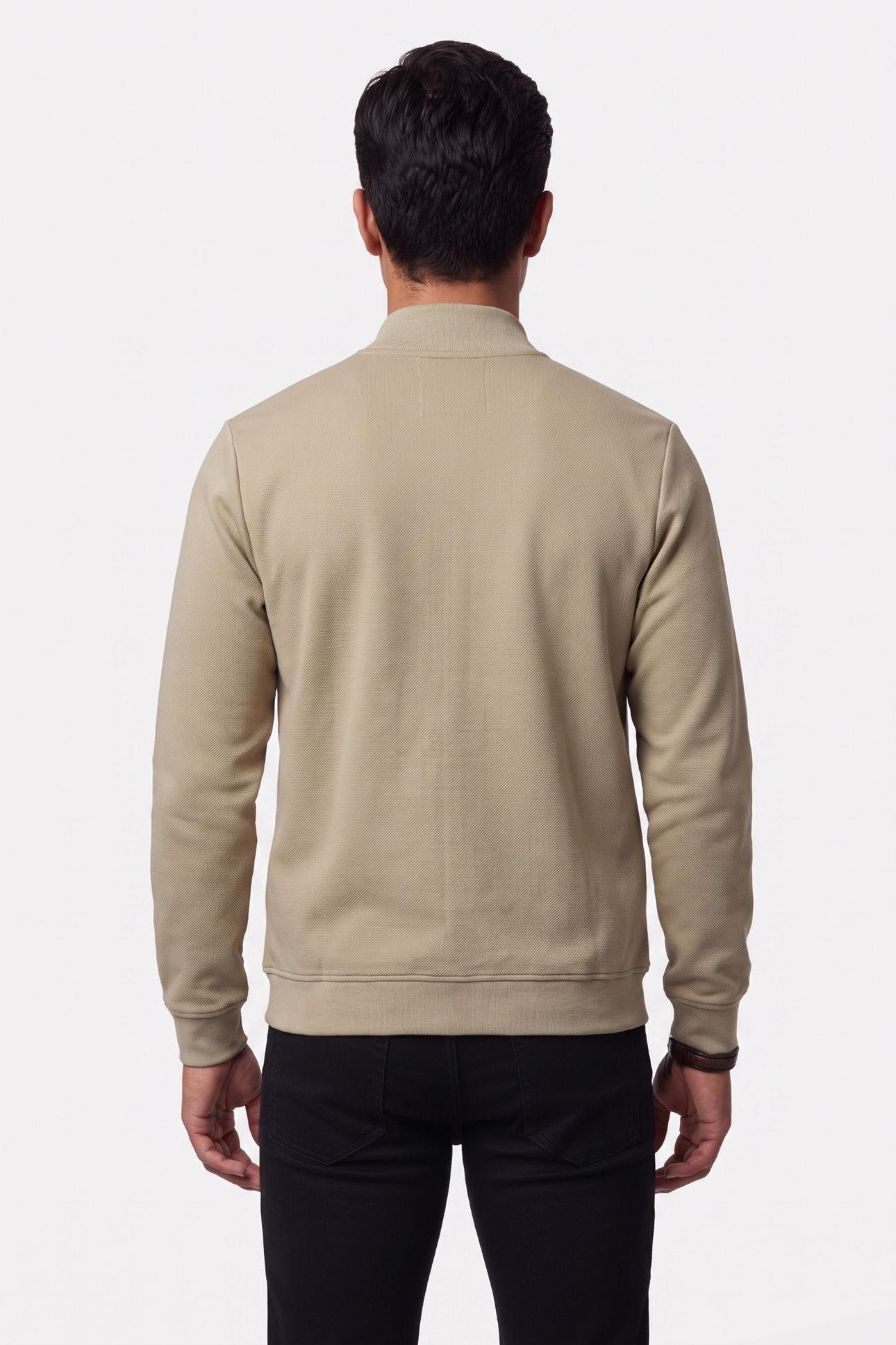 SWEATER FULL ZIPPER PIQUE BOMBER LIGHT MOSS 2