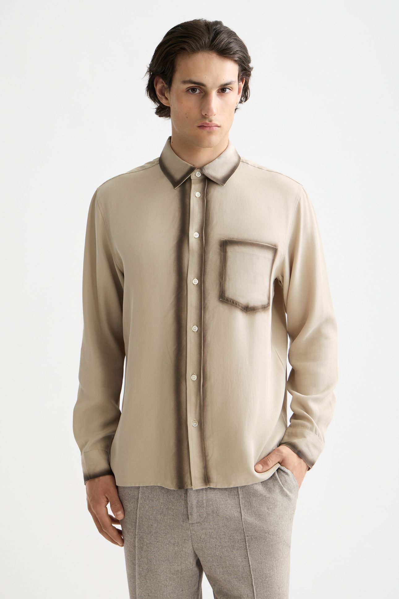 RELAXED FIT TENCEL SHIRT PLAZA TAUPE 1