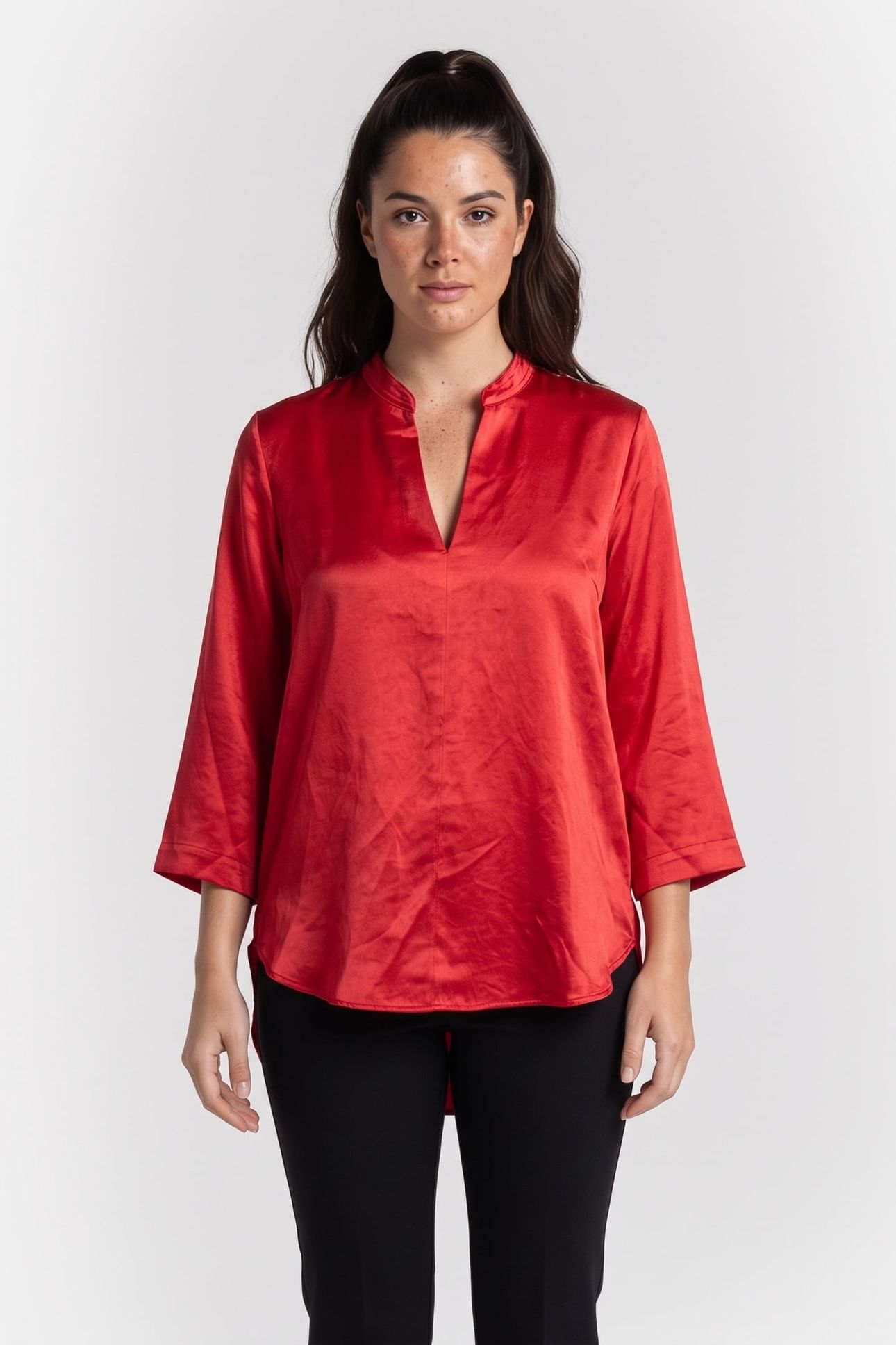 HOLK SATIN SILK TOP RED 1