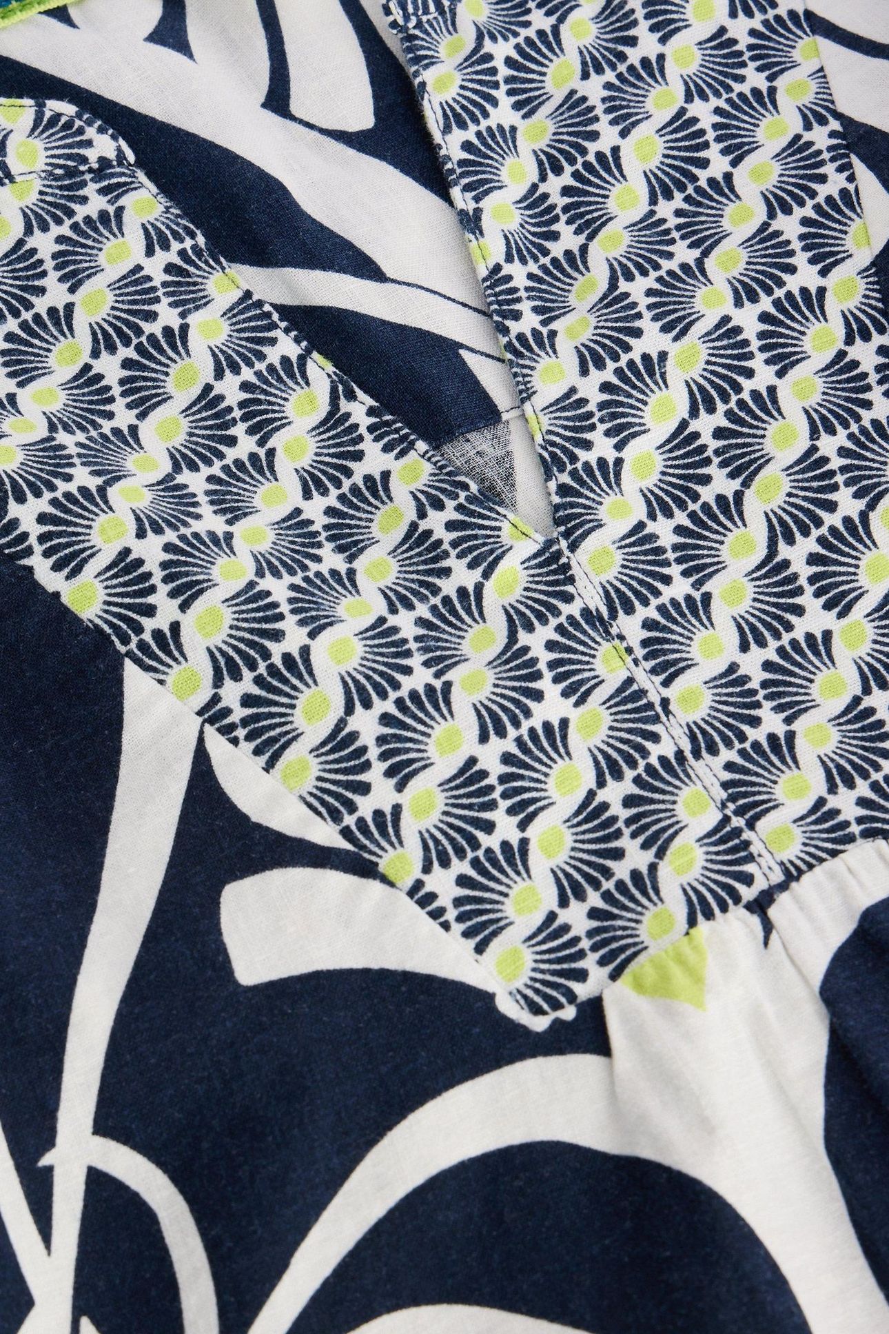ASH LINEN BLEND TOP NAVY PRINT 7