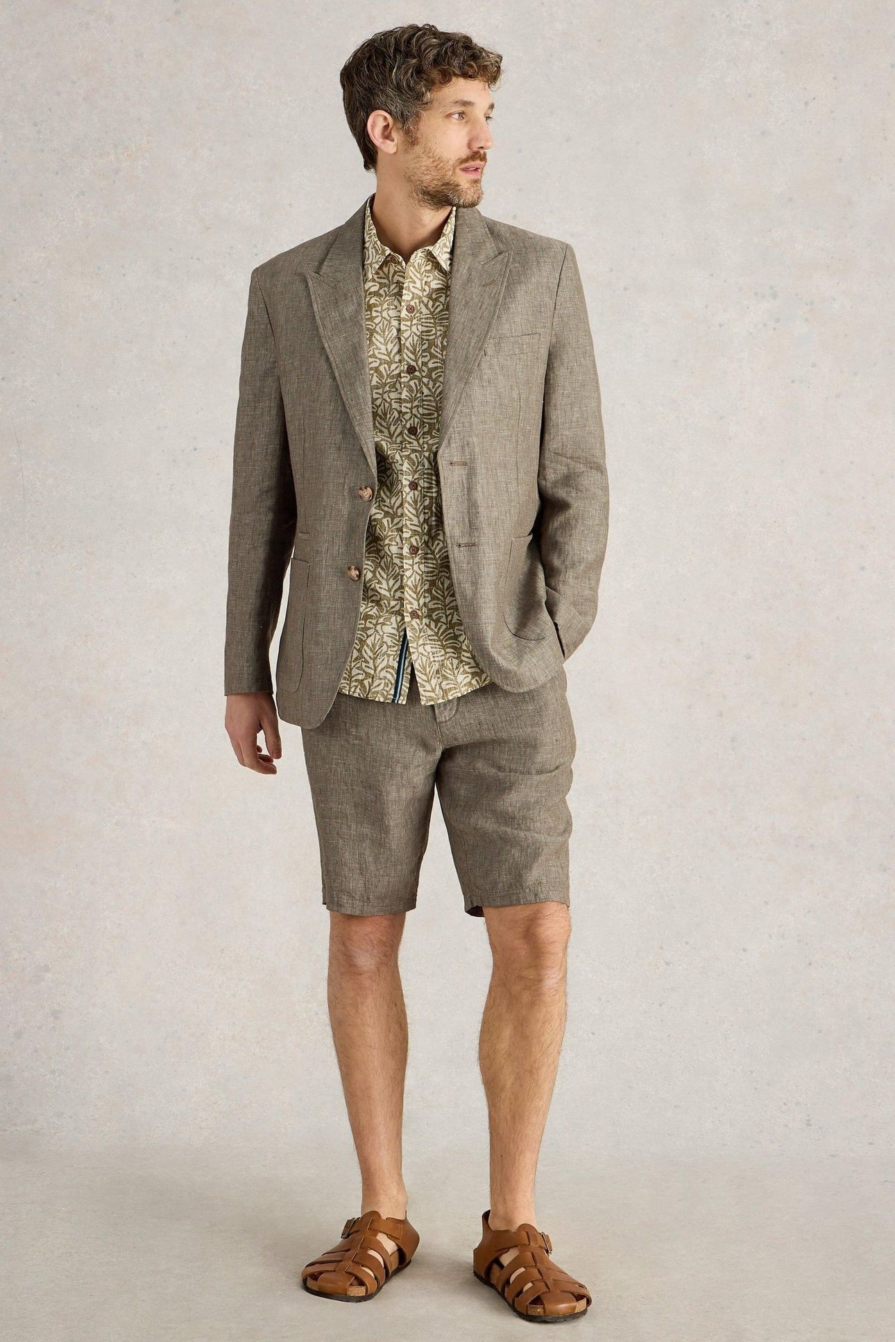 PEAK LEPAL LINEN BLAZER KHAKI GREEN 1