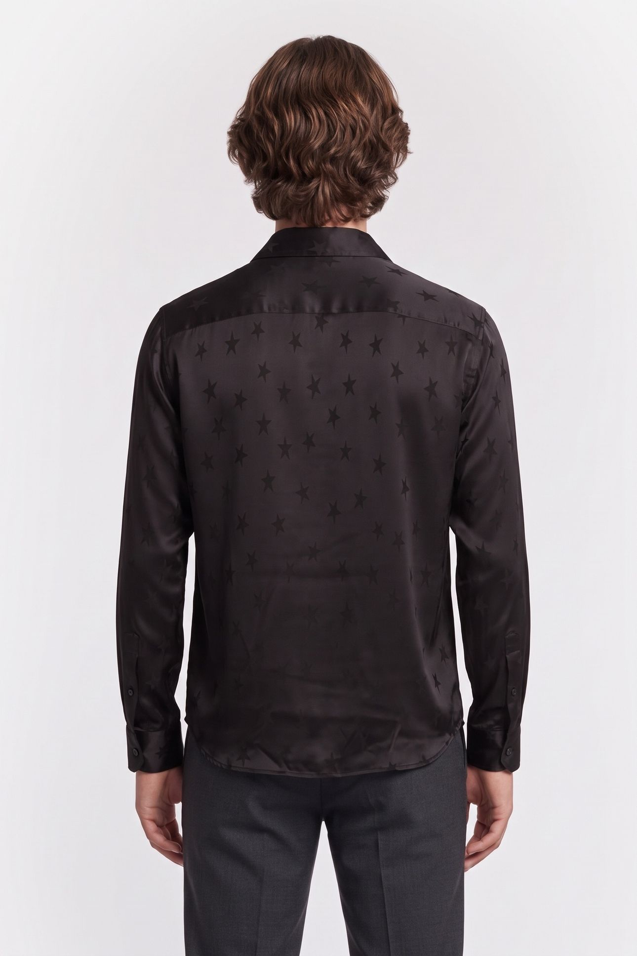 STAR JACQUARD LONG SLEEVE SHIRT BLACK 2