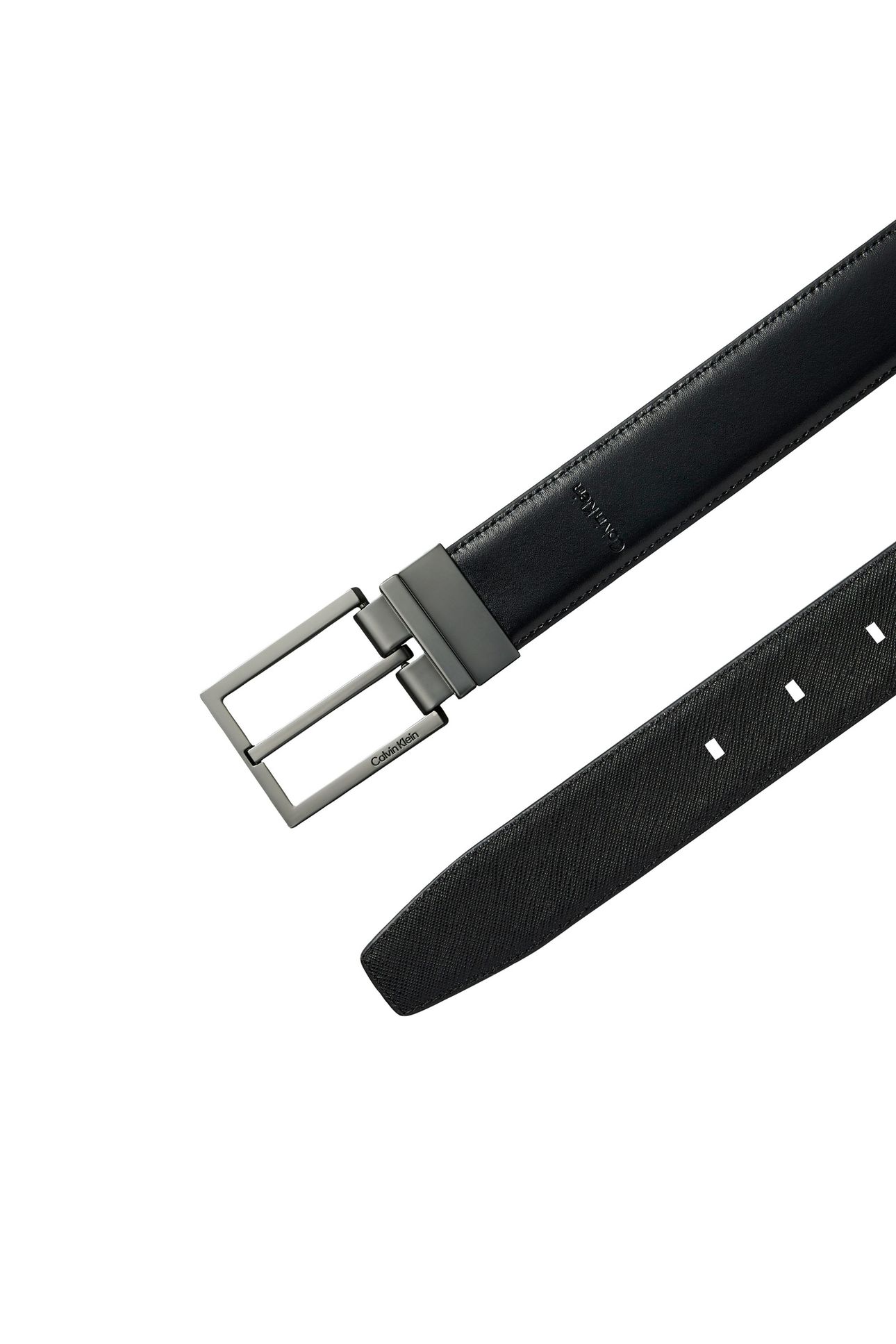 SQUARE BUCKLE SMOOTH BELT BLACK/DARK BROWN/MATTE GUNME 2