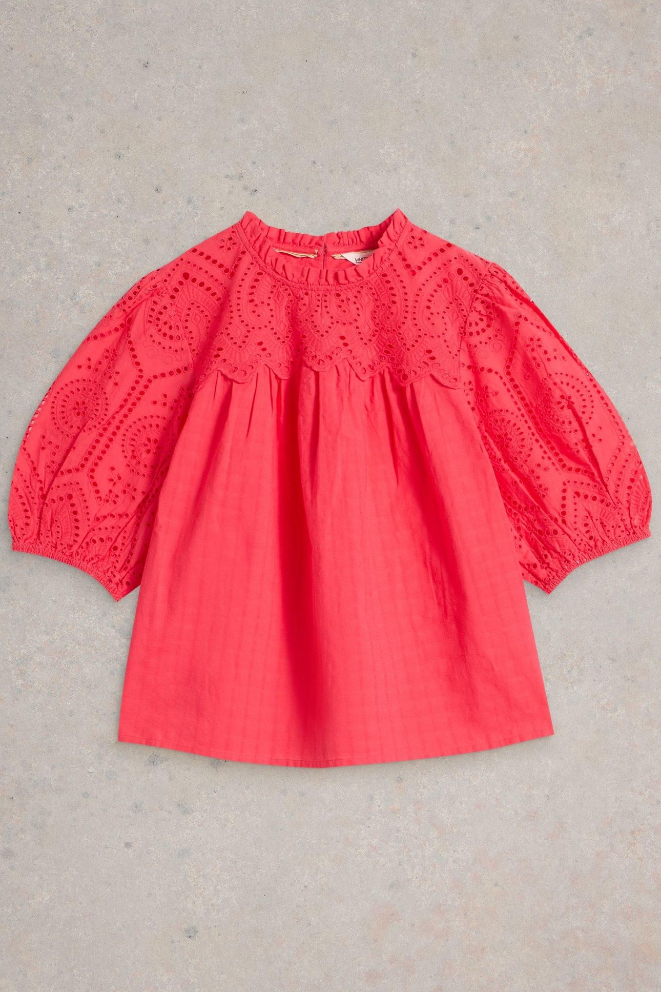 LEXI COTTON BRODERIE TOP BRIGHT PINK 4
