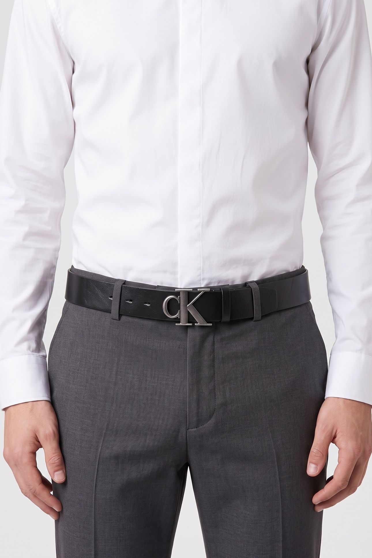 CK BUCKLE 40MM FIXED BELT BLACK/ANTIQUE SILVER 1