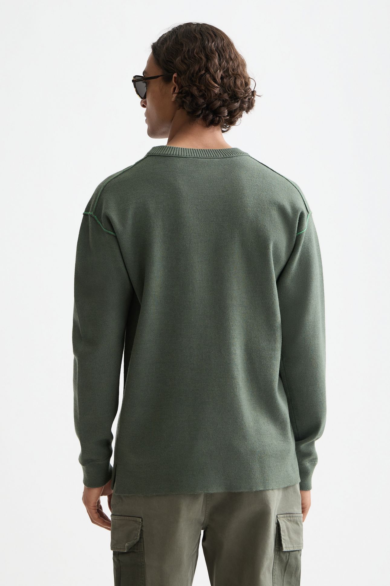 MERINO DOUBLE FACE DROPPED SHOULDER CREWNECK THYME 3