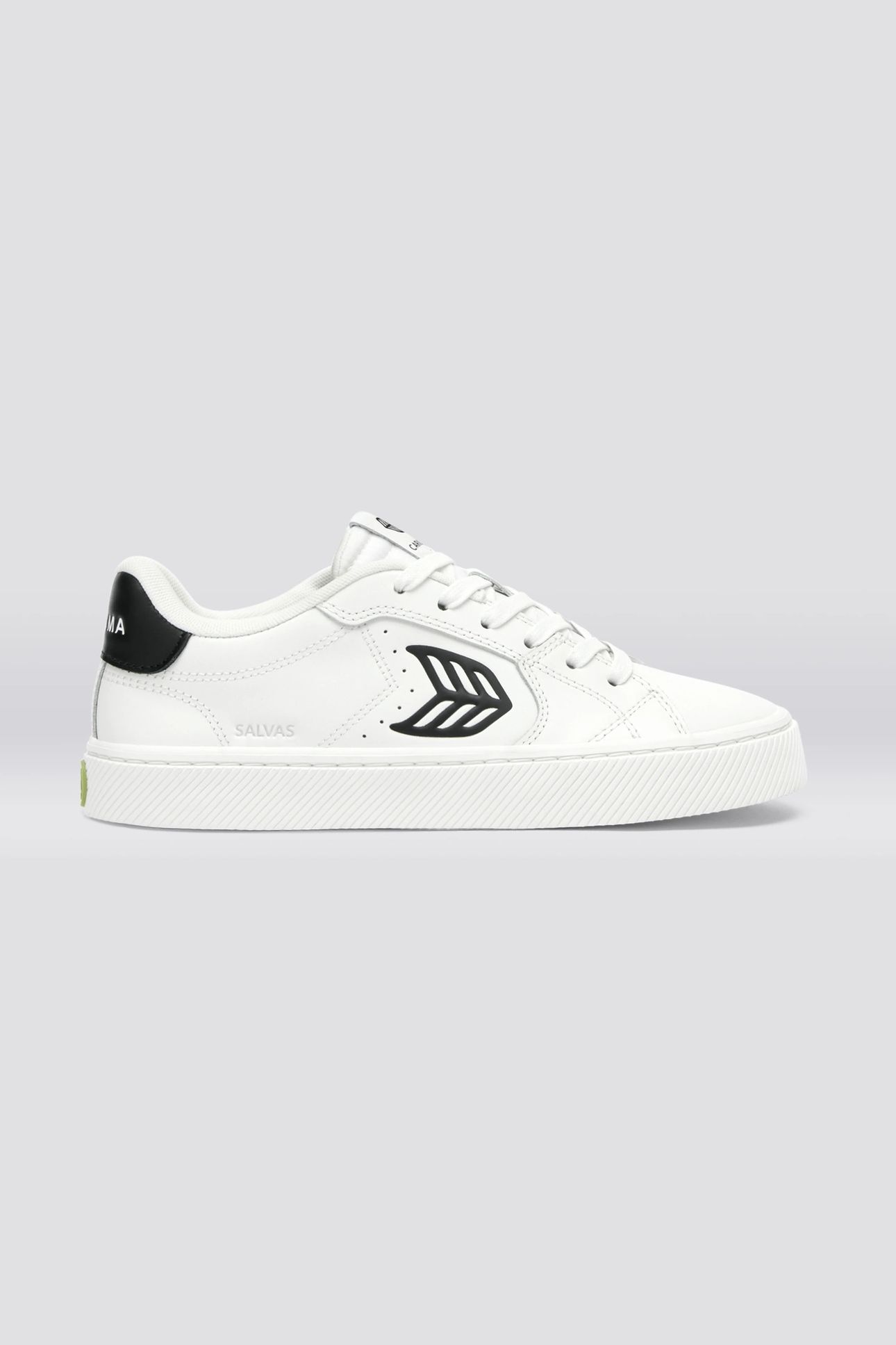 SALVAS LEATHER WHITE BLACK LOGO 1