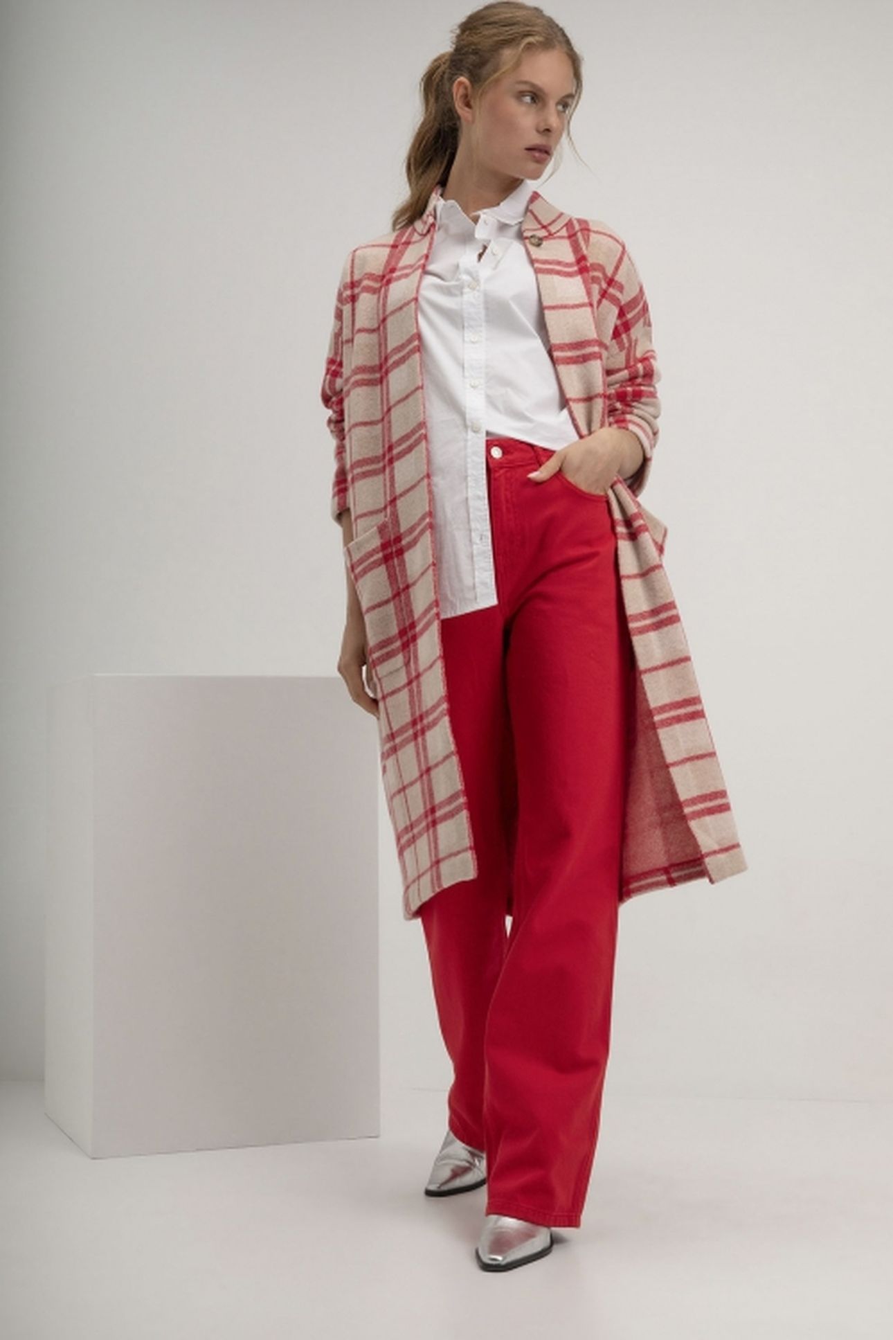 SJOERD CARDIGAN RED CHECK 2