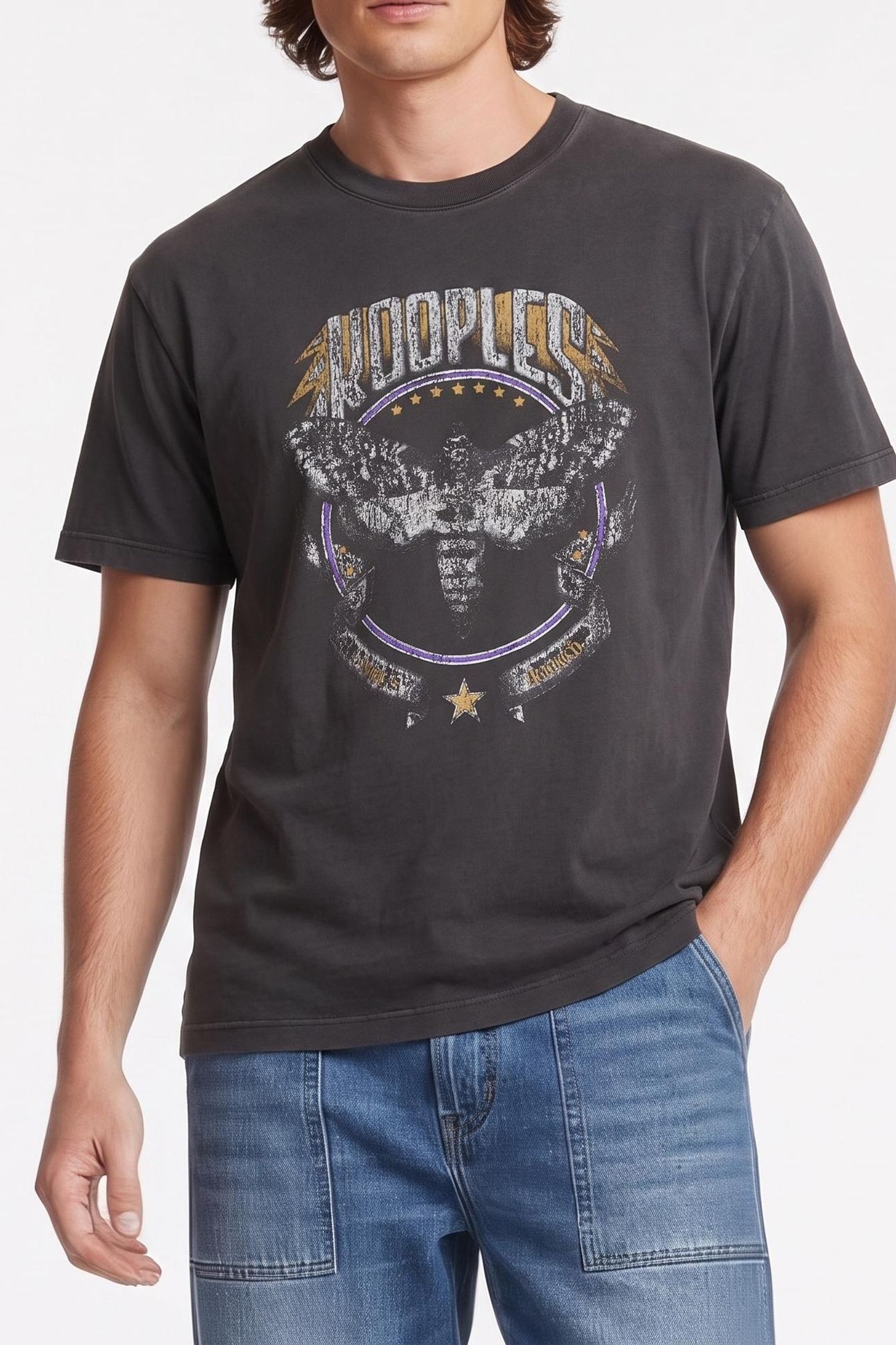 SHORT-SLEEVED T-SHIRT WITH BUTTERFLY PRINT CARBONE 1