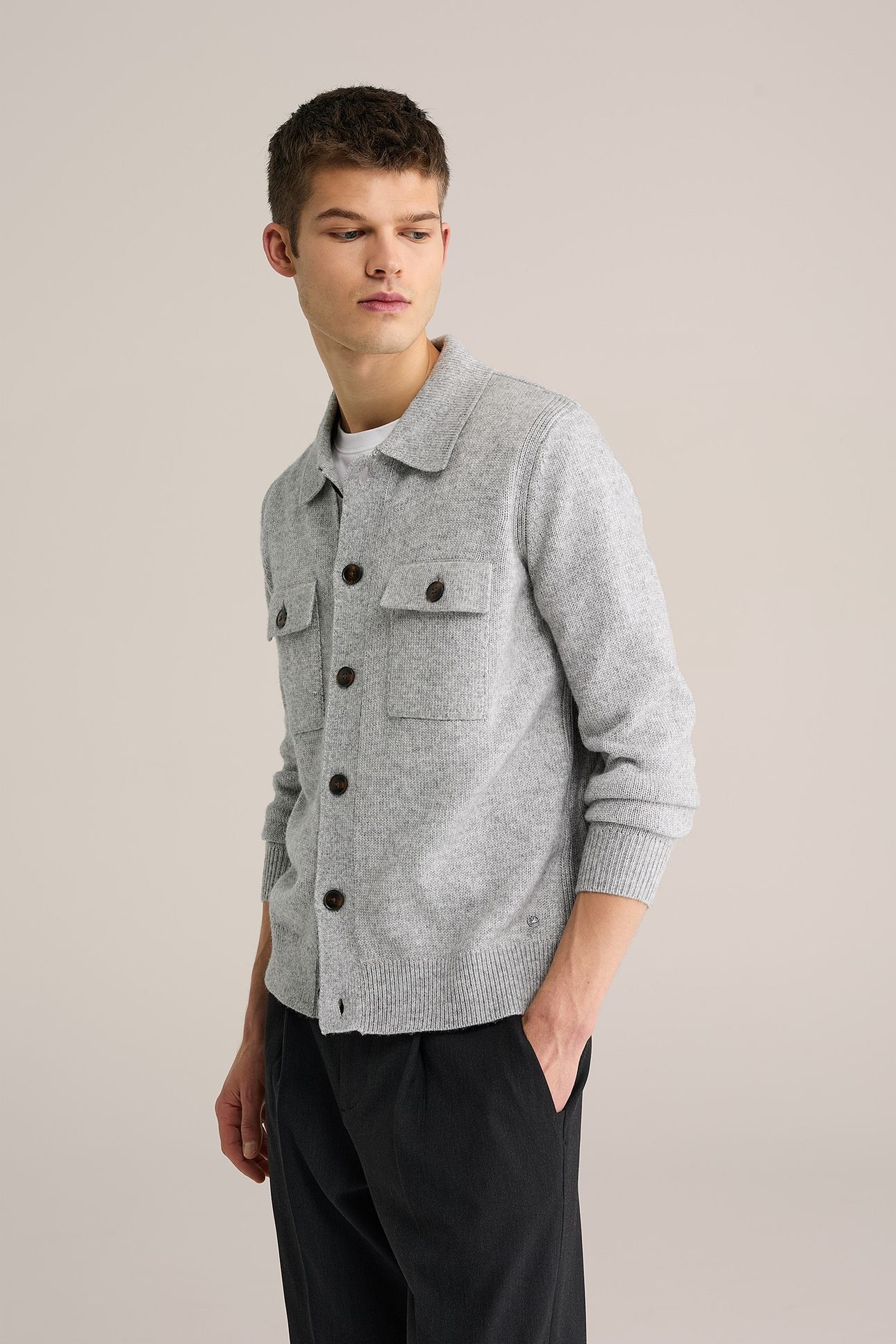 CARDIGAN BLENDED LIGHT GREY 1