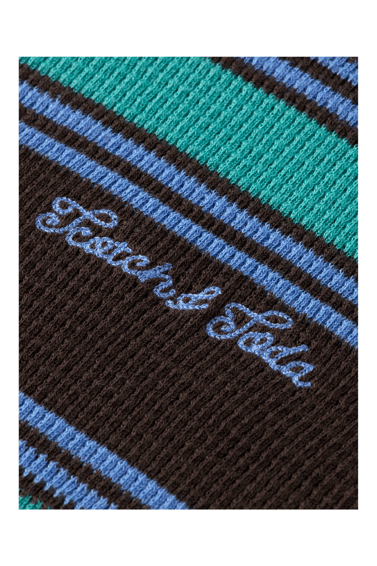 RELAXED FIT CHUNKY WAFFLE STRIPE T-SHIRT DARK BROWN MULTI ST 6