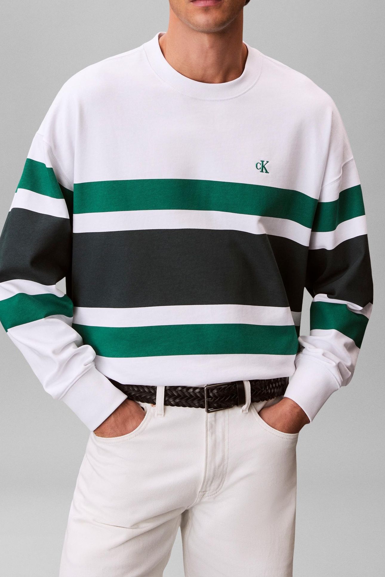 LONG SLEEVE PREMIUM TERRY BLOCK BRIGHT WHITE 1