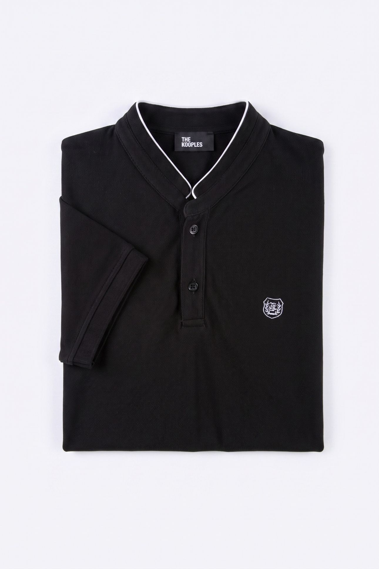 SHORT-SLEEVED POLO SHIRT W EMBROIDERED CREST BLACK/WHITE 3