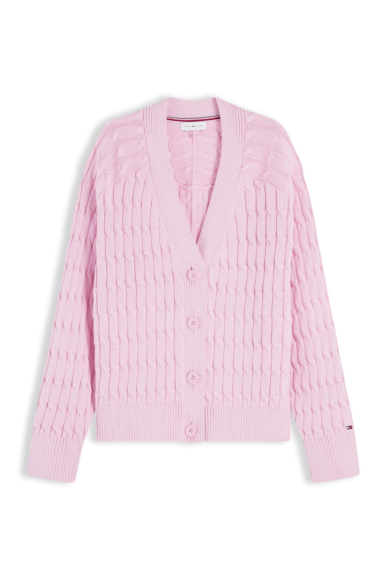 MID CABLE V-NECK LS CLASSIC PINK 4