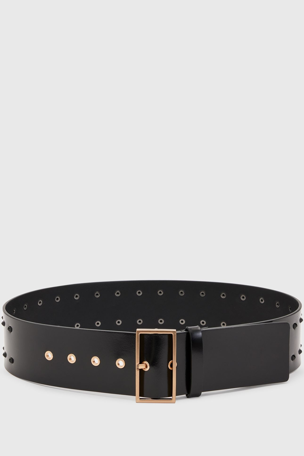 MAXIE STUD WIDE BELT BLACK/MATTE/BRASS 2