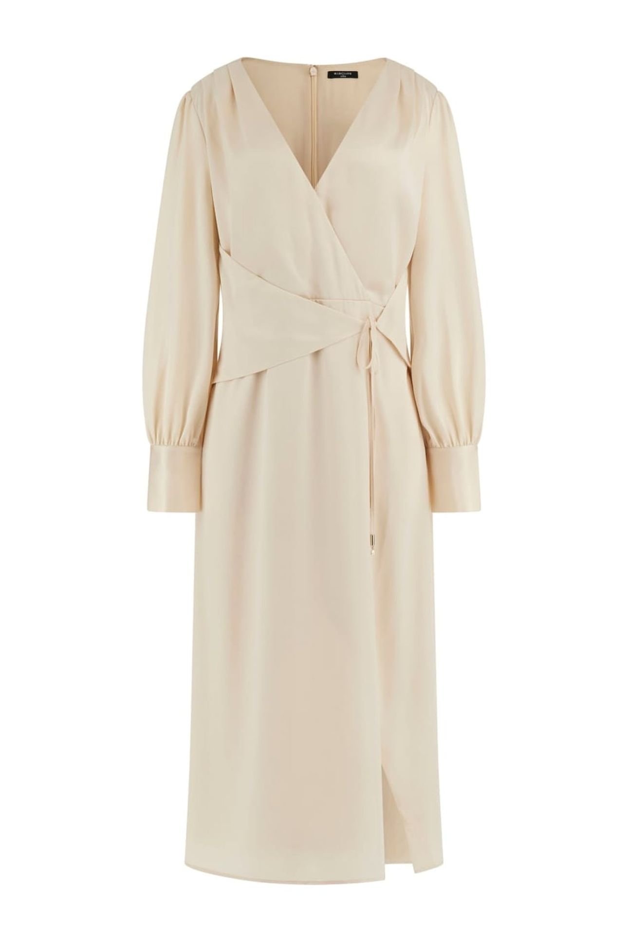 DION WRAP MIDI DRESS FAWN TAUPE MULTI 1