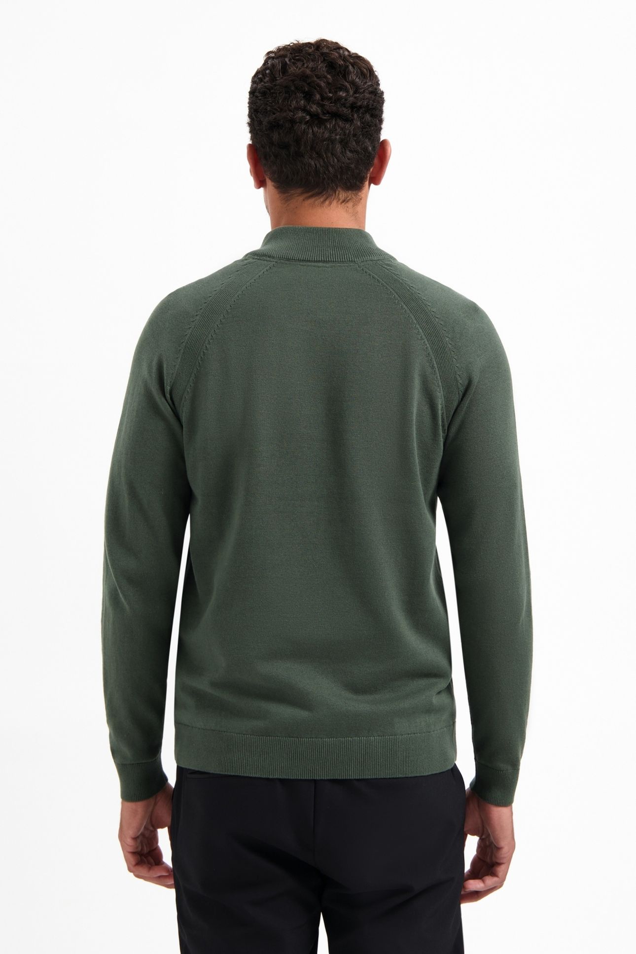 PULLOVER HALF ZIP HIGH COLLAR SOLID DARK GREEN 4