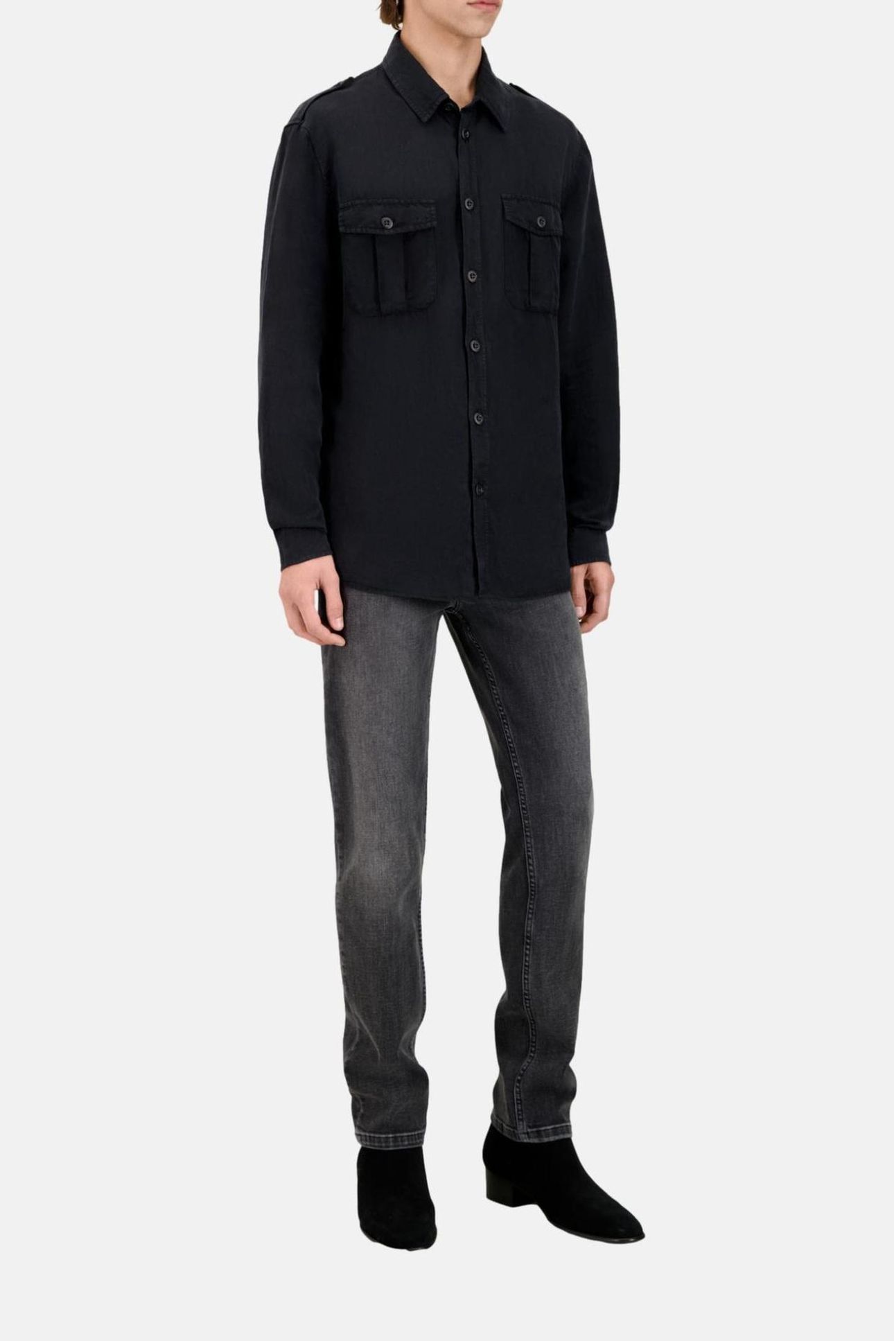 MILITARY SHIRT WITH PATCH POCKETS BLACK 3