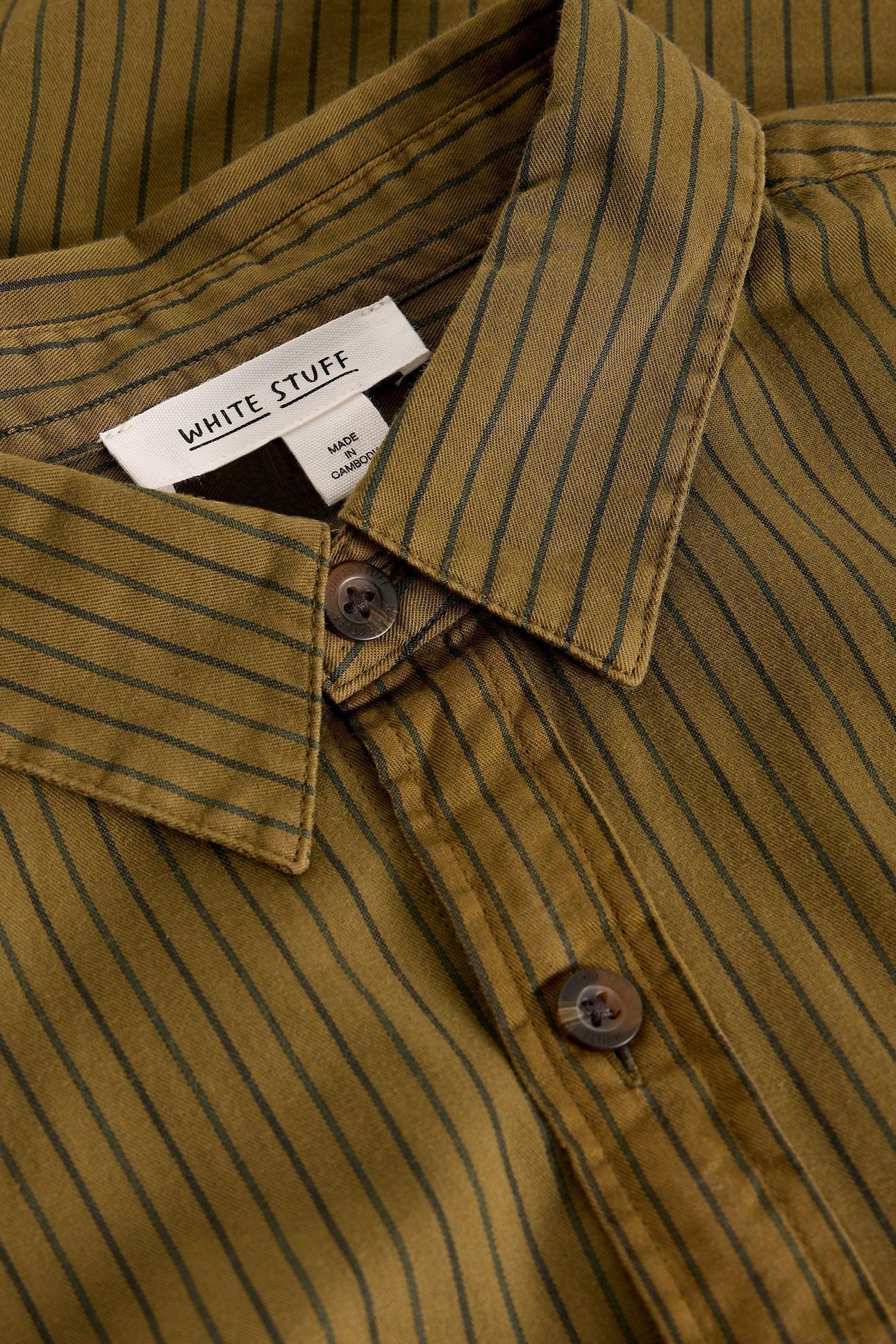 STRIPE TWILL SHIRT KHAKI GREEN 4
