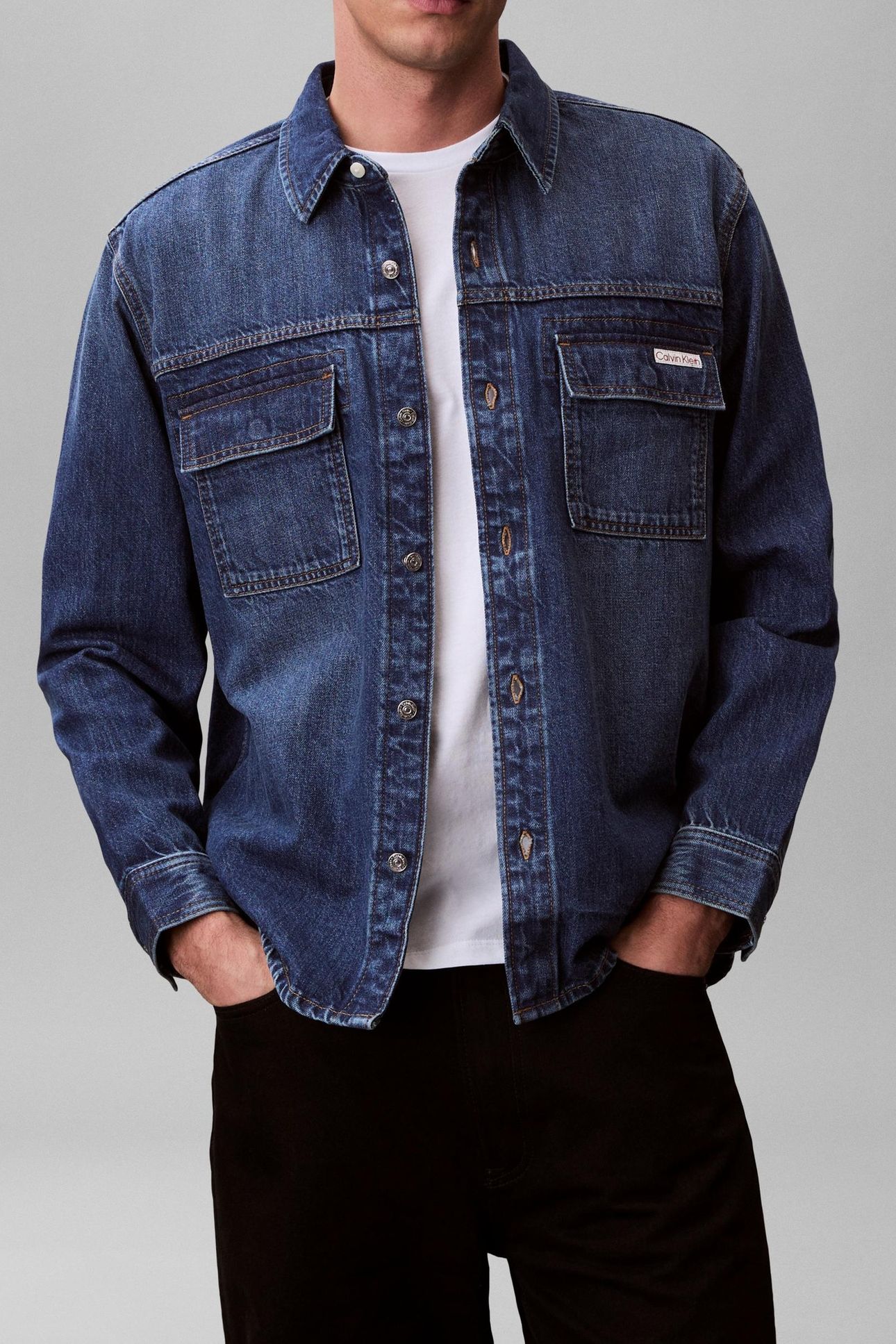 LINEN UTILITY SHIRT DEEP CURRENT 1
