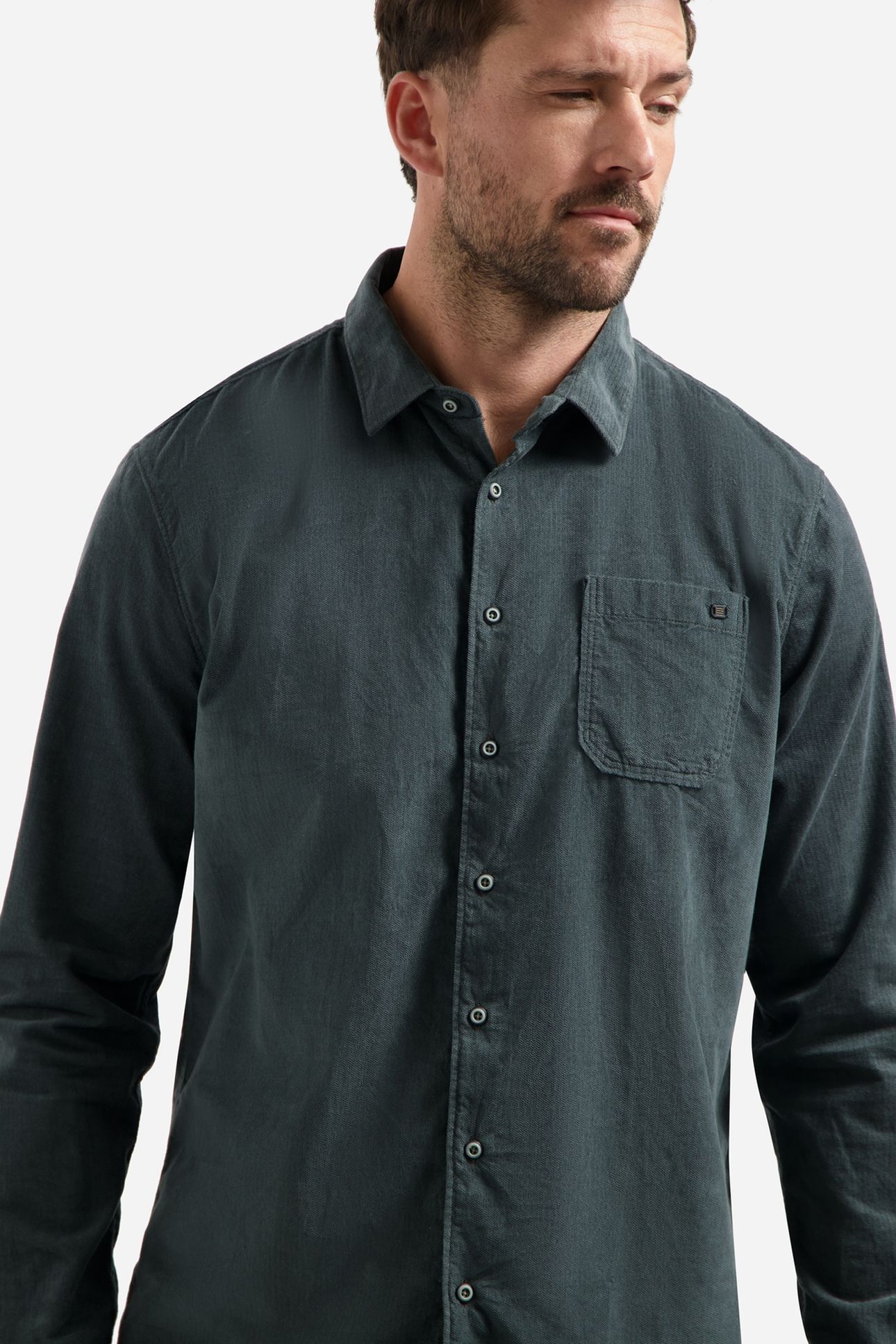 SHIRT HERRINGBONE FINE CORDUROY DARK STEEL 6