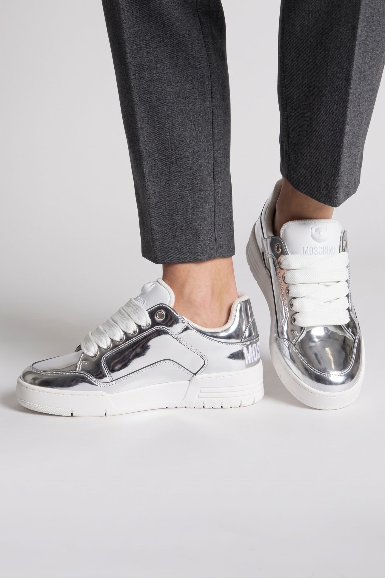 CALFSKIN SNEAKERS SILVER 3