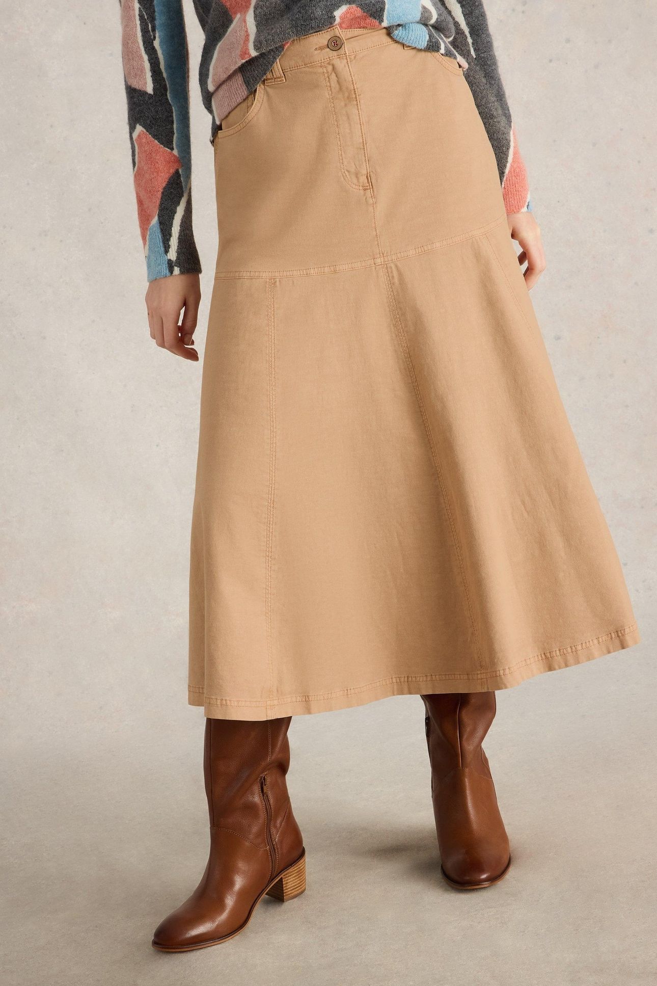 QUINN MIDI SKIRT DARK NATURAL 1