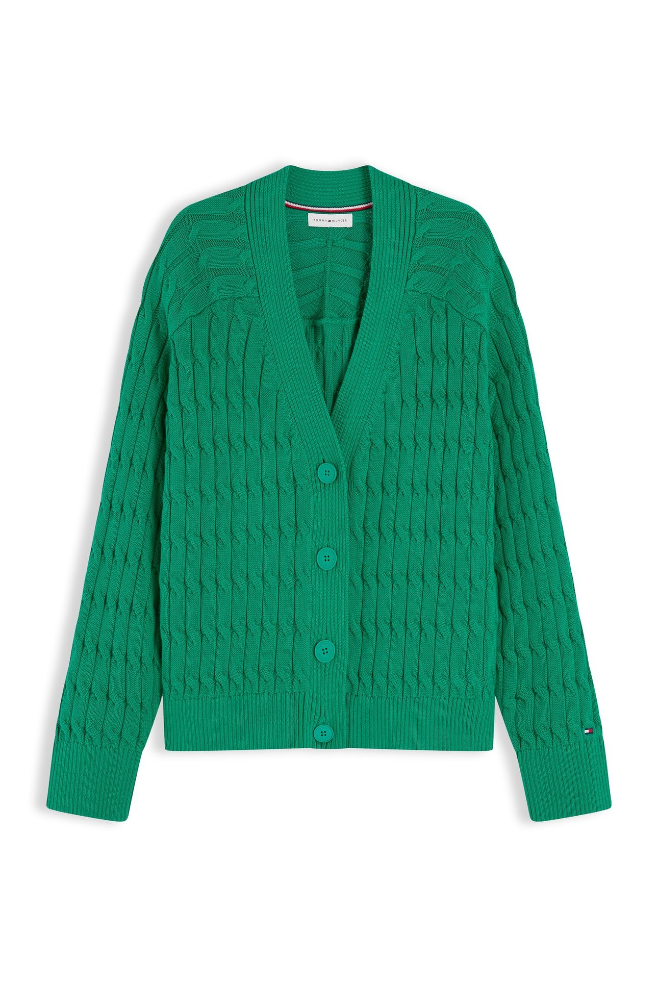 MID CABLE V-NECK LS COURTSIDE GREEN 4