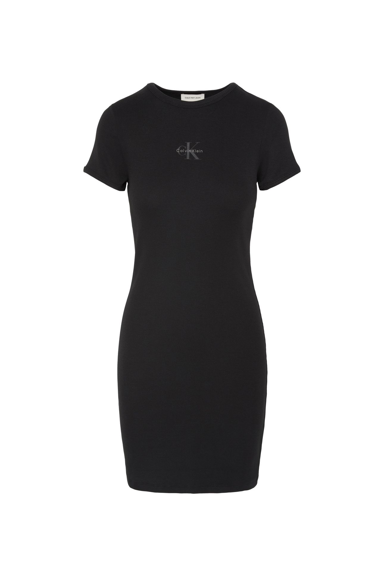 SHORT SLEEVE MONOLOGO 2X2 BABY RIB DRESS BLACK 4